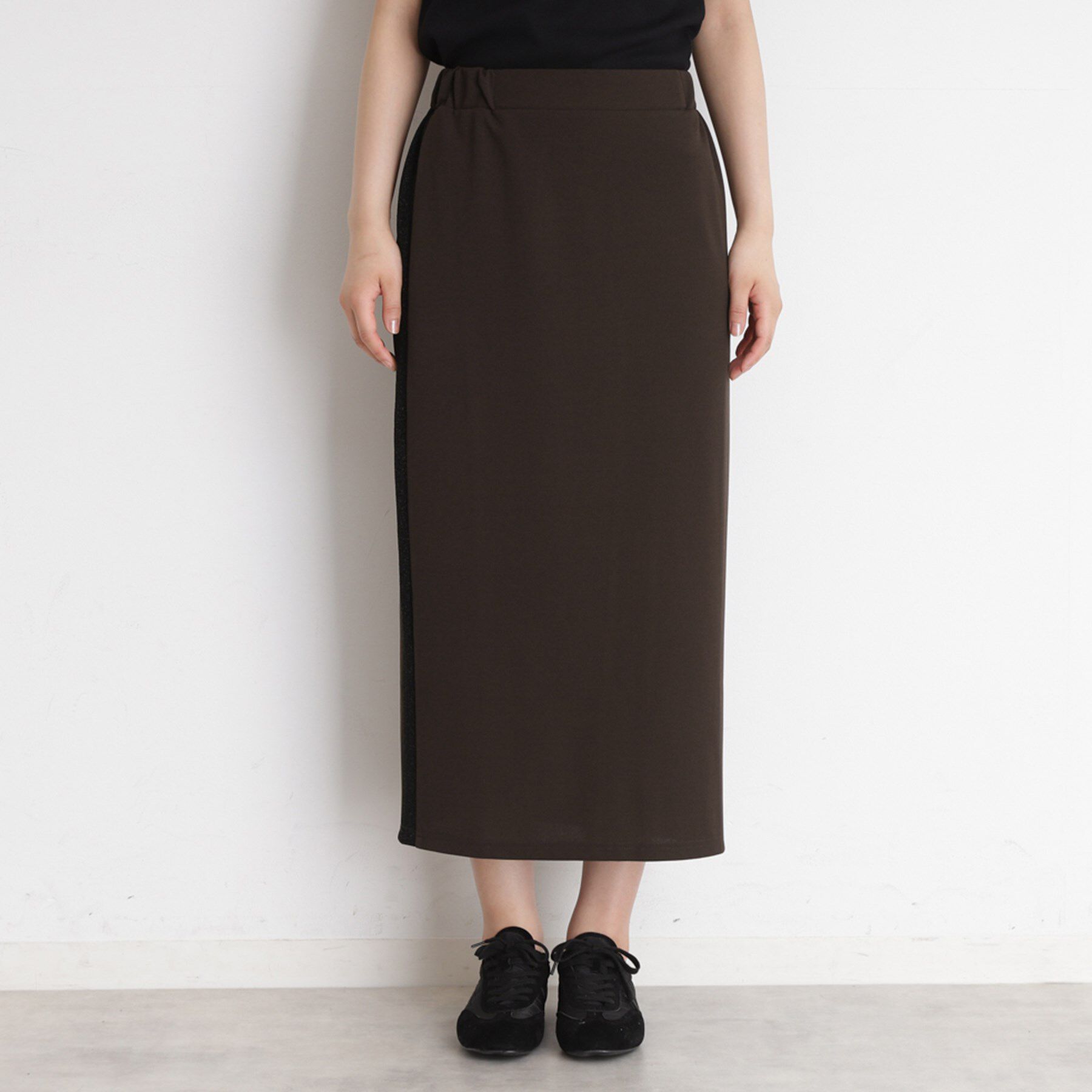 THE SHOP TK「サイドラメラインタイトスカート【洗濯機OK】」|スカート|