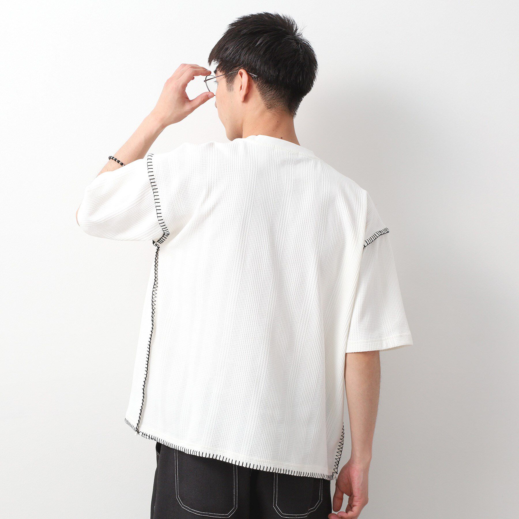 THE SHOP TK「ステッチ刺繍半袖Tシャツ ビックシルエット」|Tシャツ・カットソー|