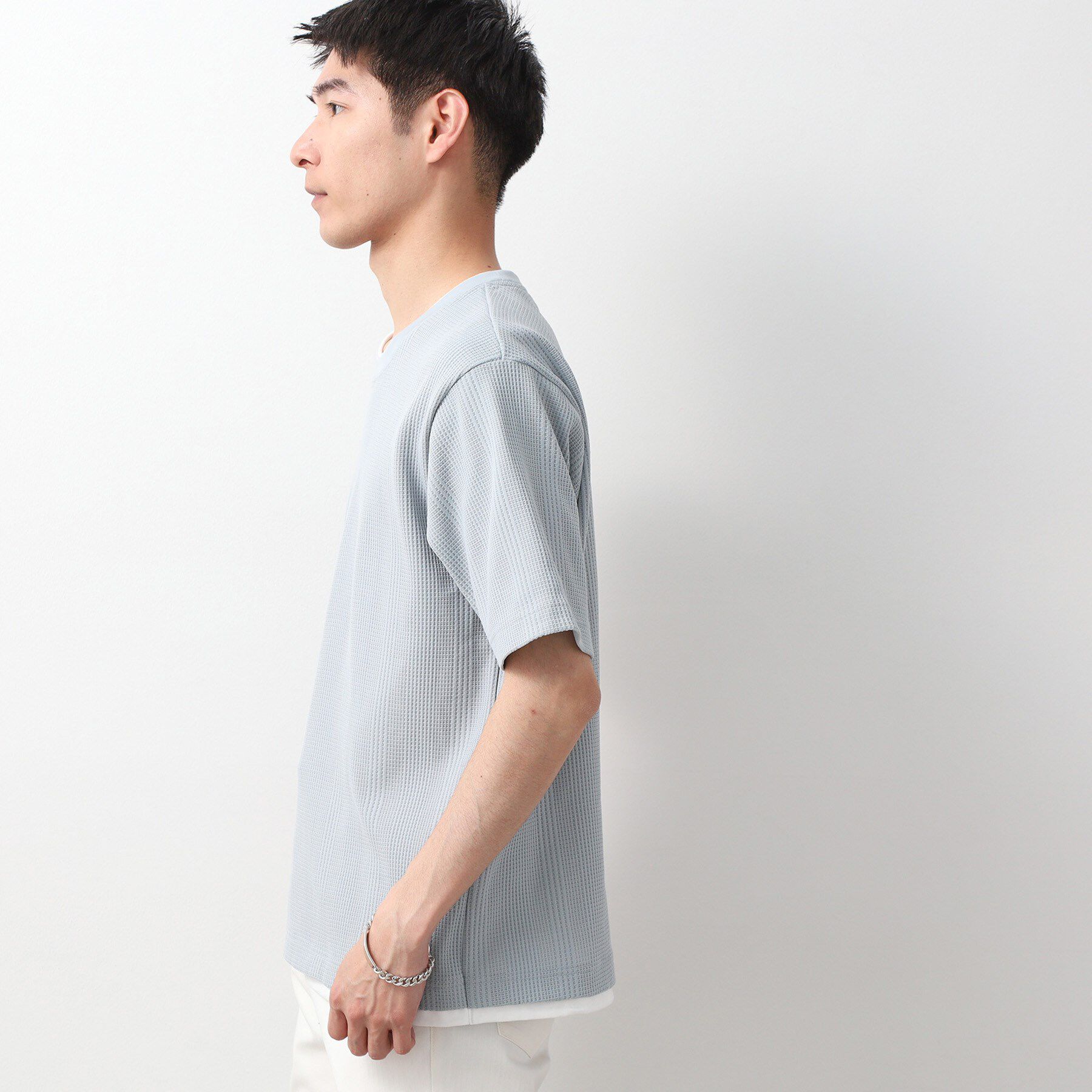 THE SHOP TK「ランダムワッフル半袖Tシャツ 【洗濯機ＯＫ】」|Tシャツ・カットソー|