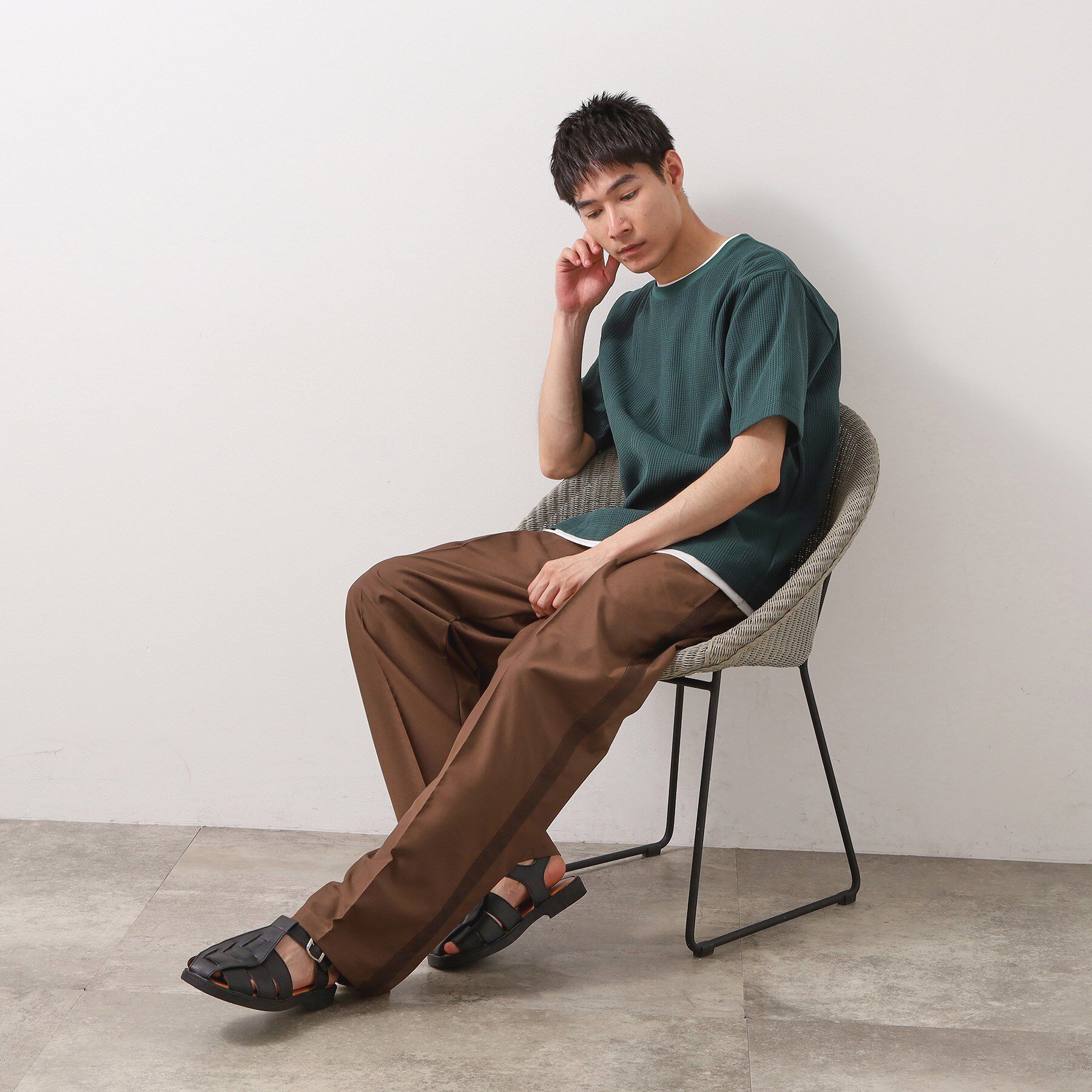 THE SHOP TK「ランダムワッフル半袖Tシャツ 【洗濯機ＯＫ】」|Tシャツ・カットソー|