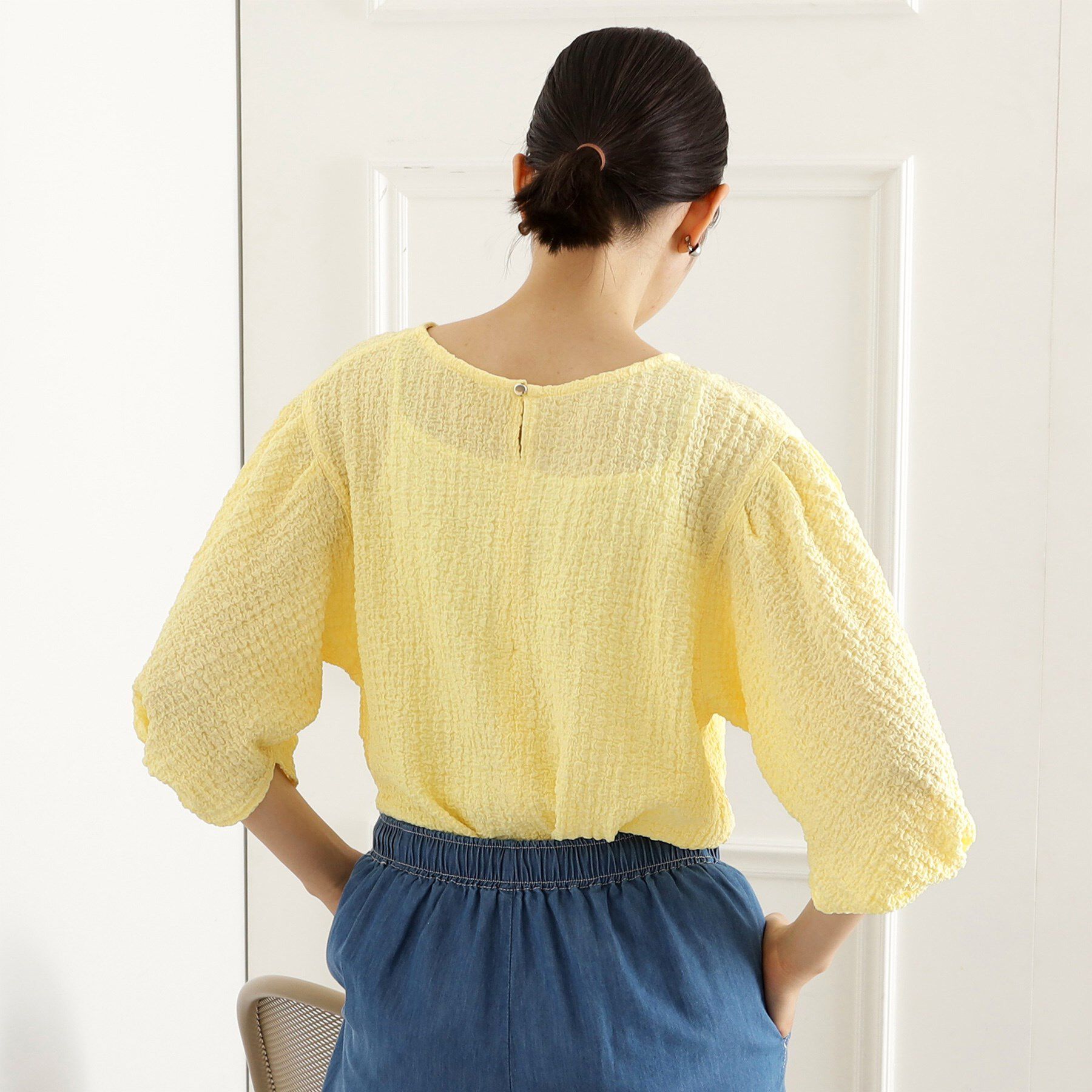 THE SHOP TK「ポコポコ袖タックプルオーバー　体型カバー/洗濯機OK」|Tシャツ・カットソー|