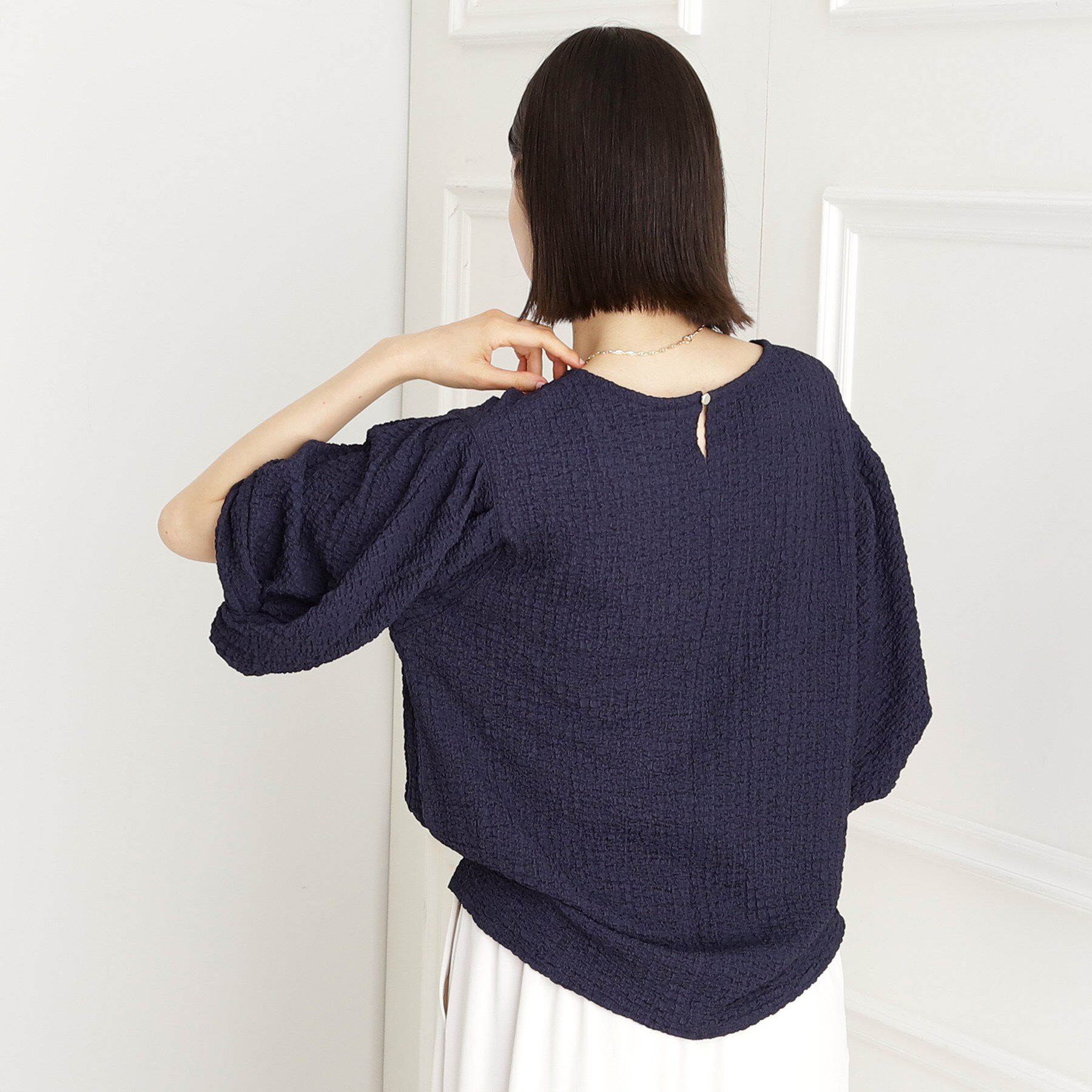 THE SHOP TK「ポコポコ袖タックプルオーバー　体型カバー/洗濯機OK」|Tシャツ・カットソー|