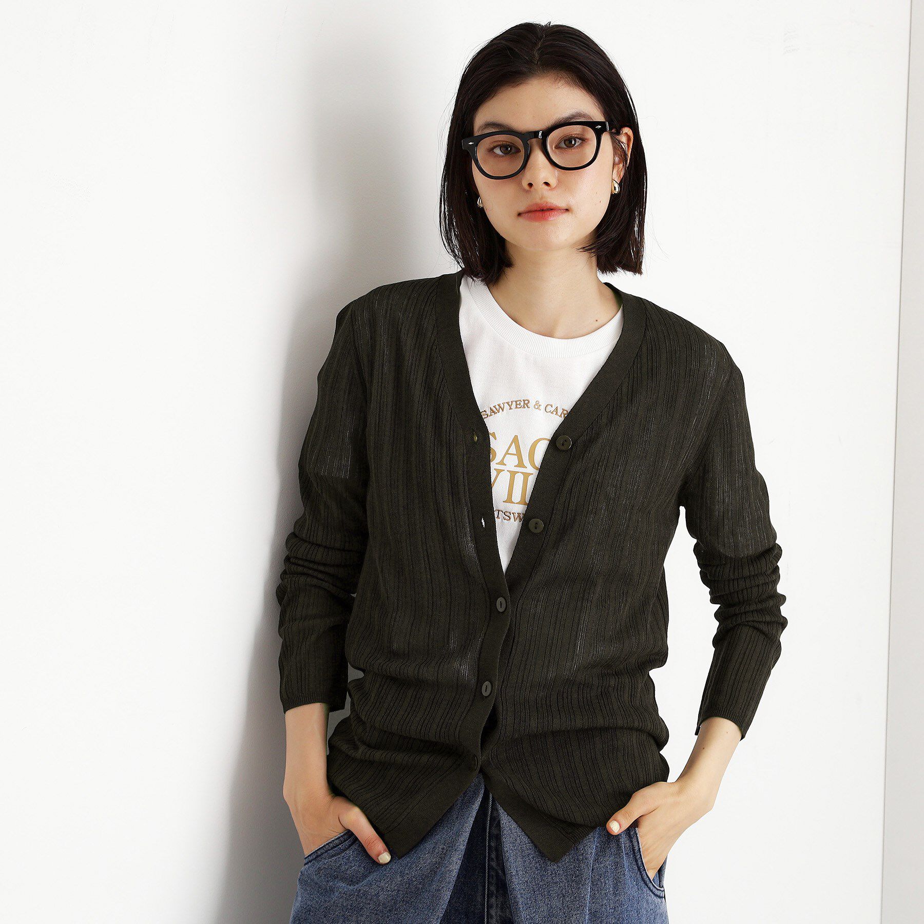 THE SHOP TK「ランダムリブカーディガン【洗濯機OK】」|カーディガン|