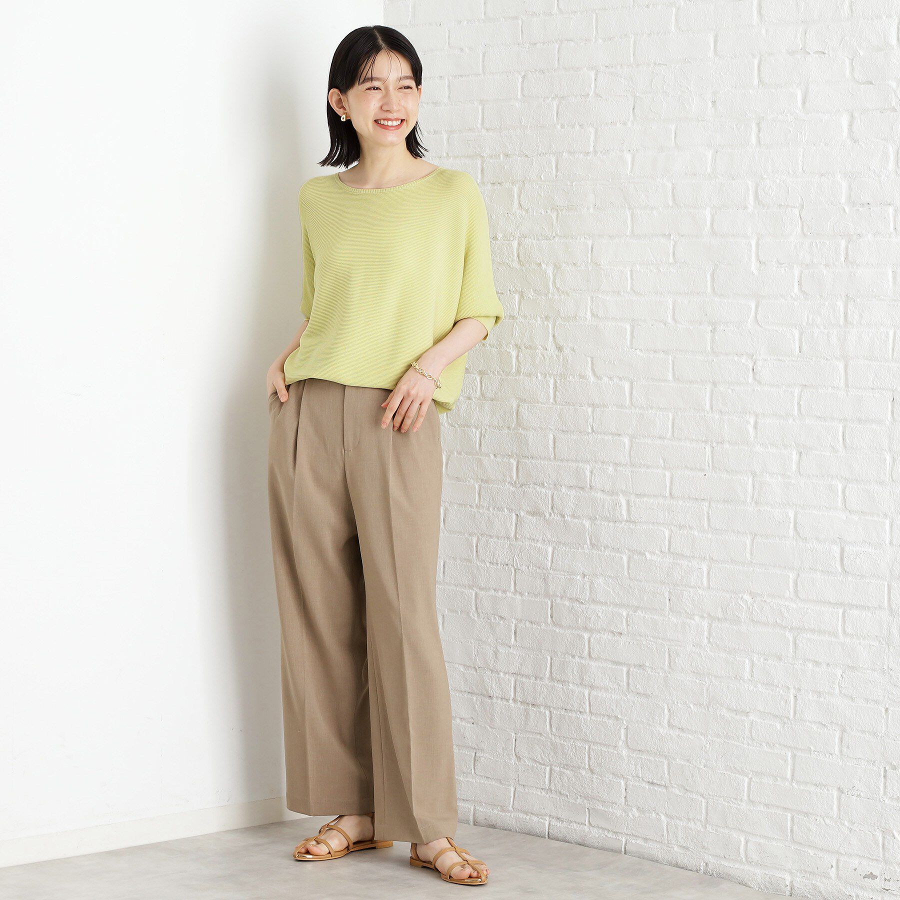 THE SHOP TK「6分袖ガータードルマンニット【エコベロ/洗濯機OK】」|ニット・セーター|