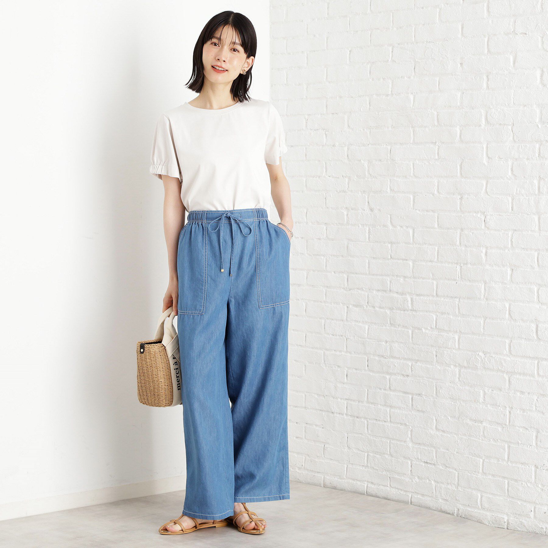 THE SHOP TK「袖タックTシャツ【接触冷感/毛玉になりにくい/UV】」|Tシャツ・カットソー|