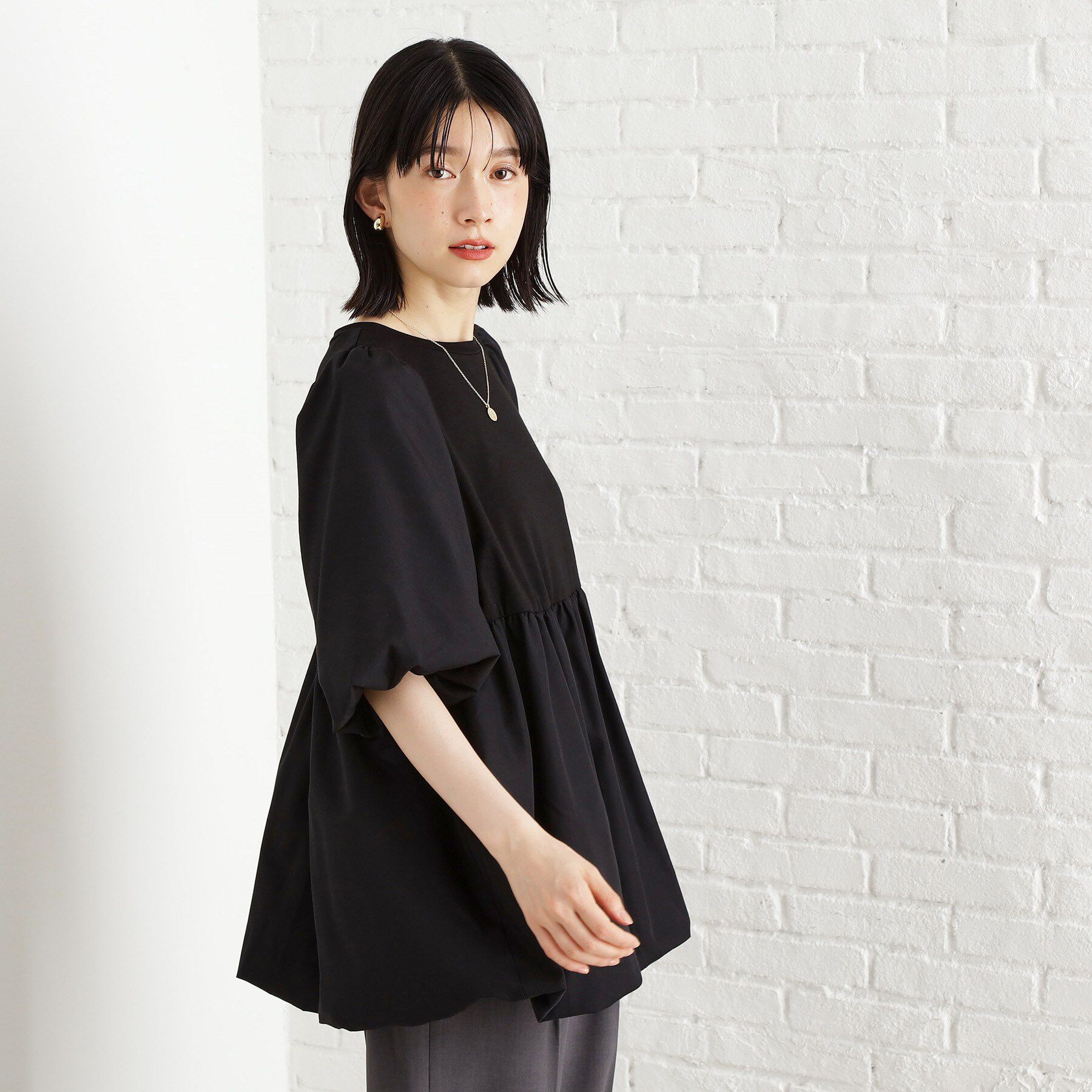 THE SHOP TK「バルーンスリーブペプラムチュニック【洗える】」|Tシャツ・カットソー|