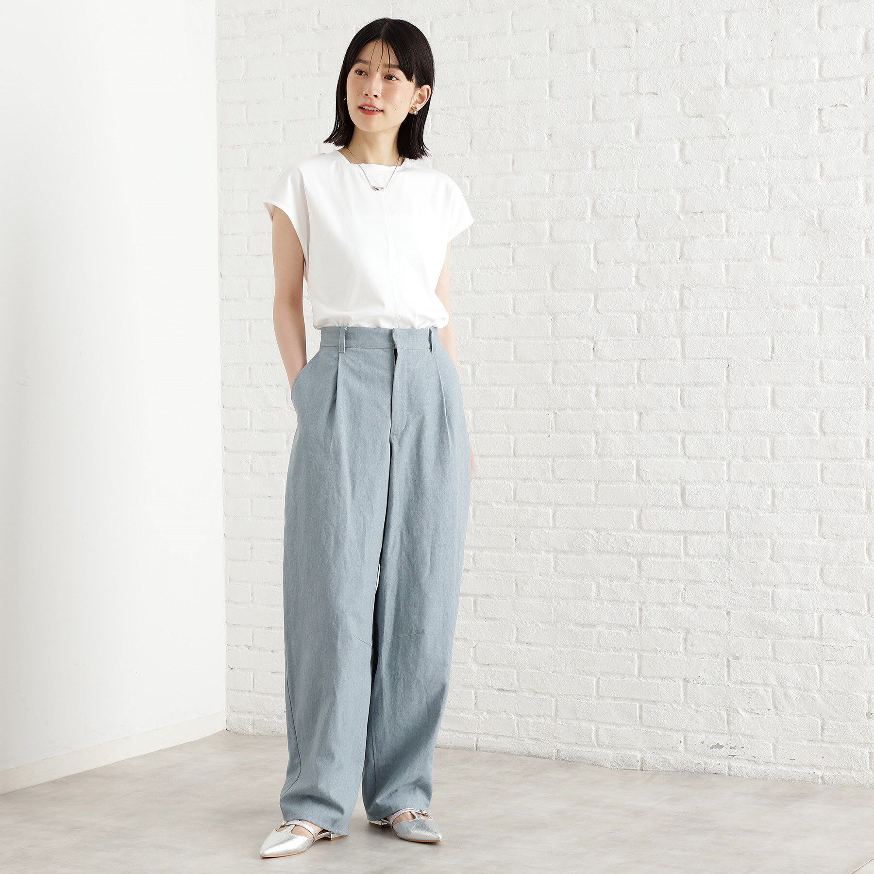 THE SHOP TK「合皮パイピングフレンチTシャツ【洗える】」|Tシャツ・カットソー|