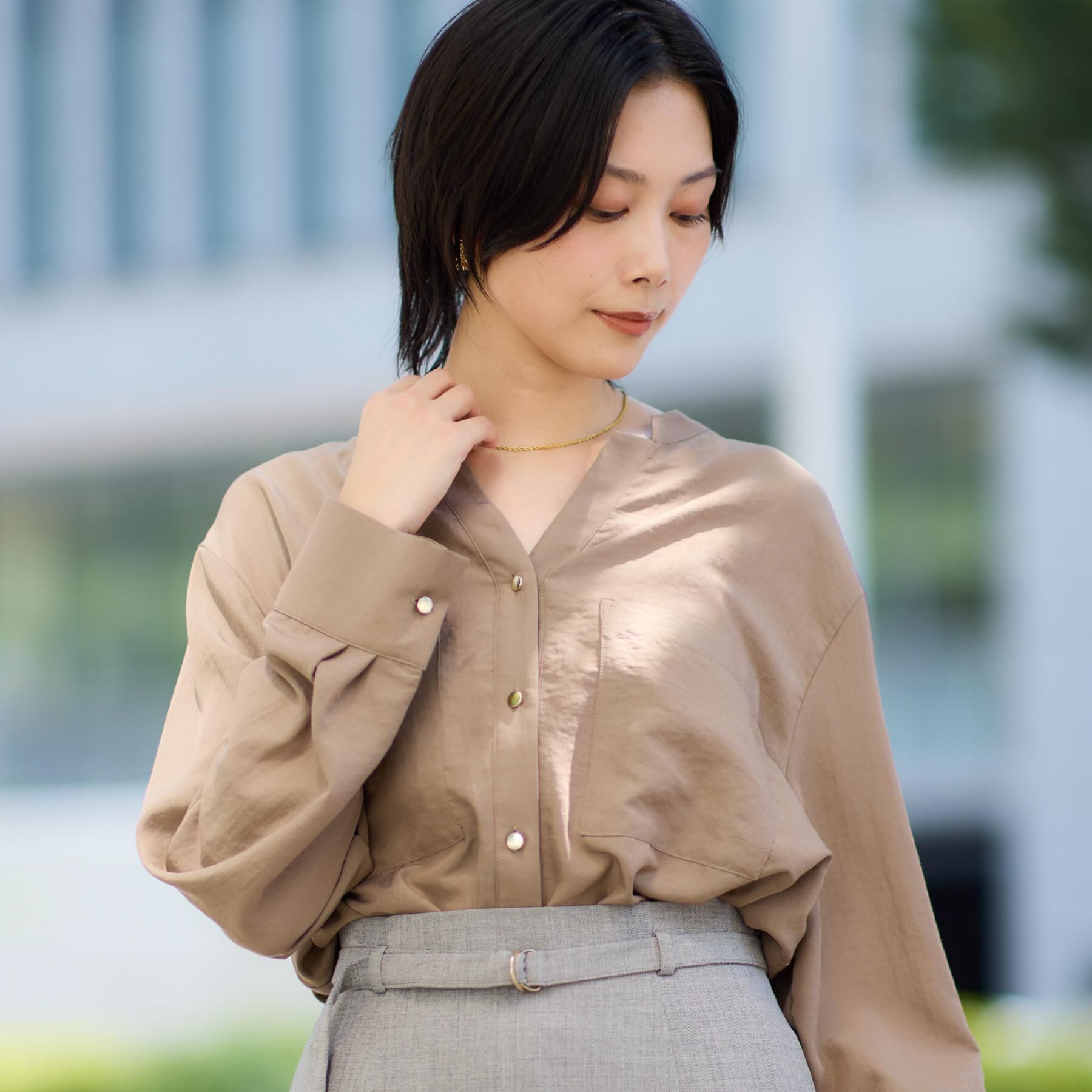 THE SHOP TK「【通勤にもデイリーにも】ダブルポケットスキッパーシャツ/洗濯機OK」|シャツ・ブラウス|