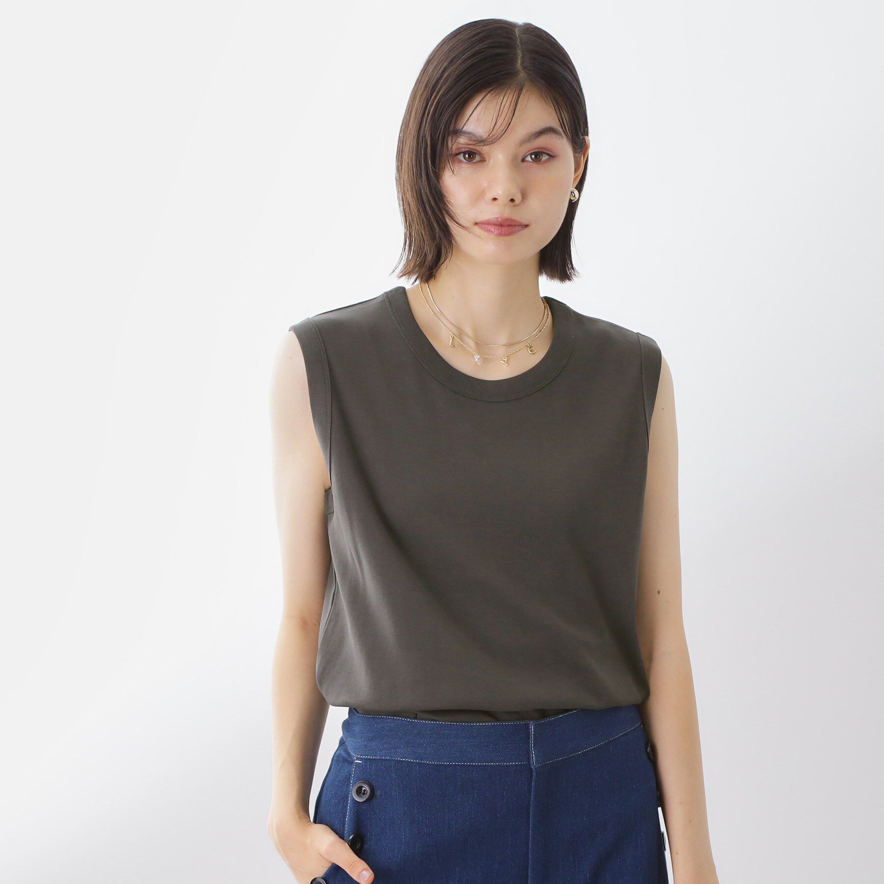 THE SHOP TK「【汗染み防止】ノースリーブTシャツ【洗濯機OK/UVケア】」|キャミソール|スミクロ(018)