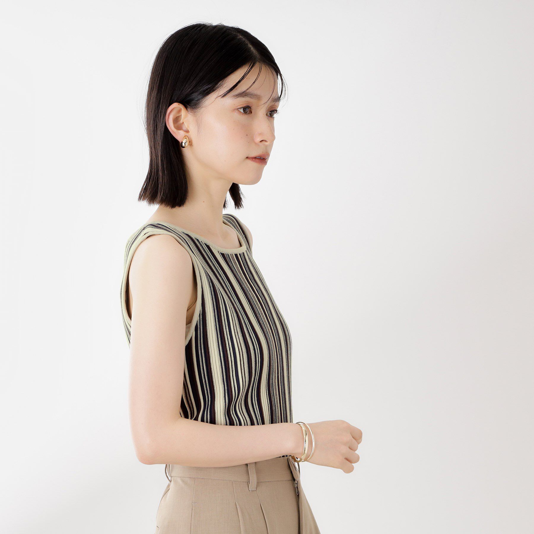 THE SHOP TK「ストライプ柄ニットタンク前後2WAY」|ニット・セーター|