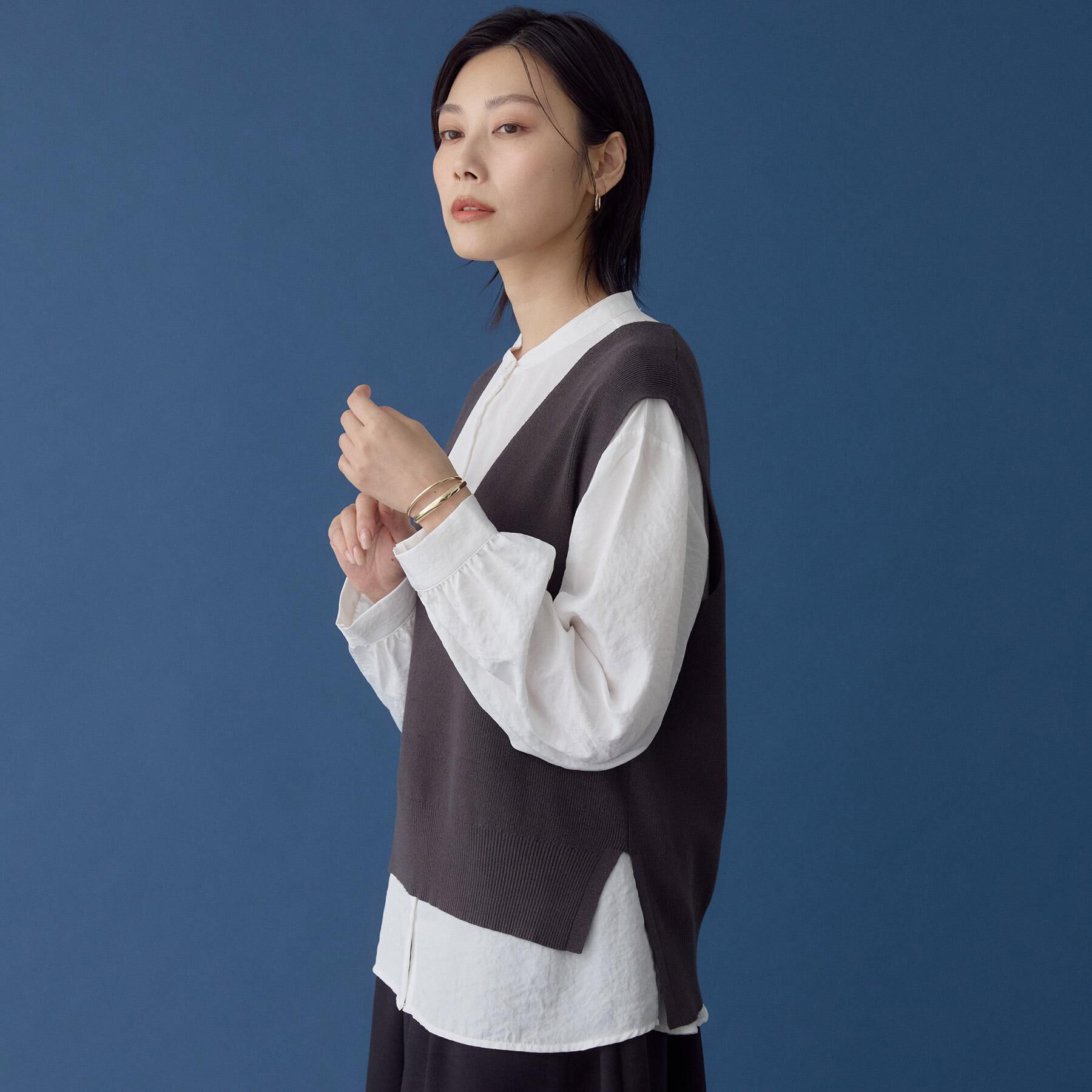 THE SHOP TK「【春まで着られる】ニットベスト＆ブラウスセット/洗濯機OK」|シャツ・ブラウス|