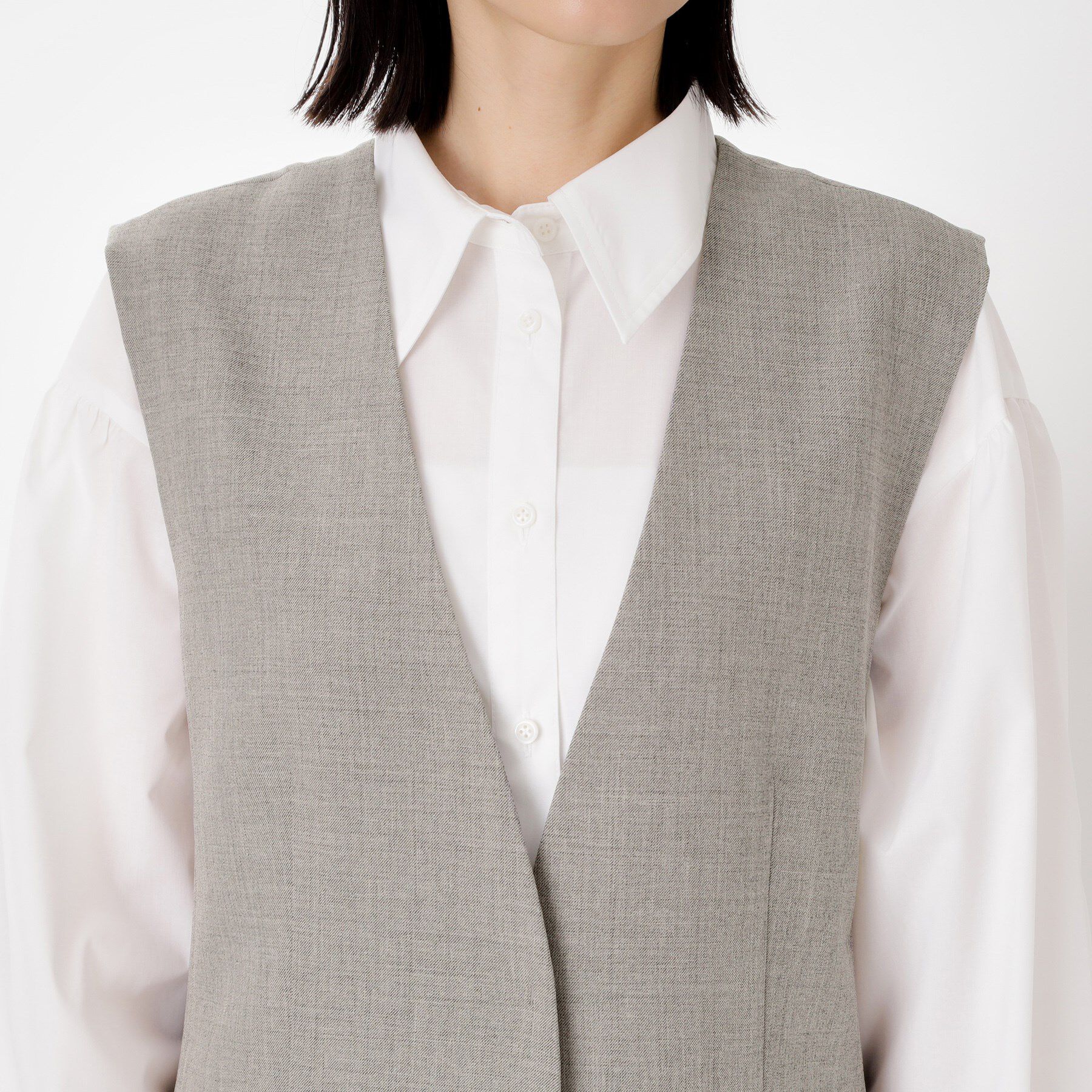 THE SHOP TK「ノーカラージレ【セットアップ可/洗濯機OK】/CAVIANシリーズ」|ベスト・ジレ|