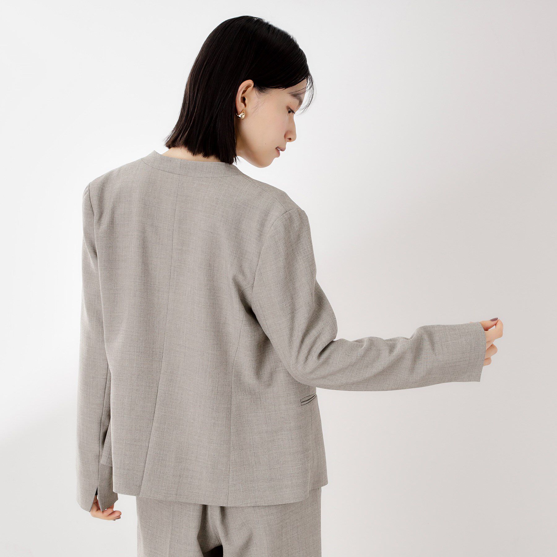 THE SHOP TK「ビジネスノーカラージャケット【セットアップ可/洗える】/CAVIANシリーズ」|ノーカラージャケット|