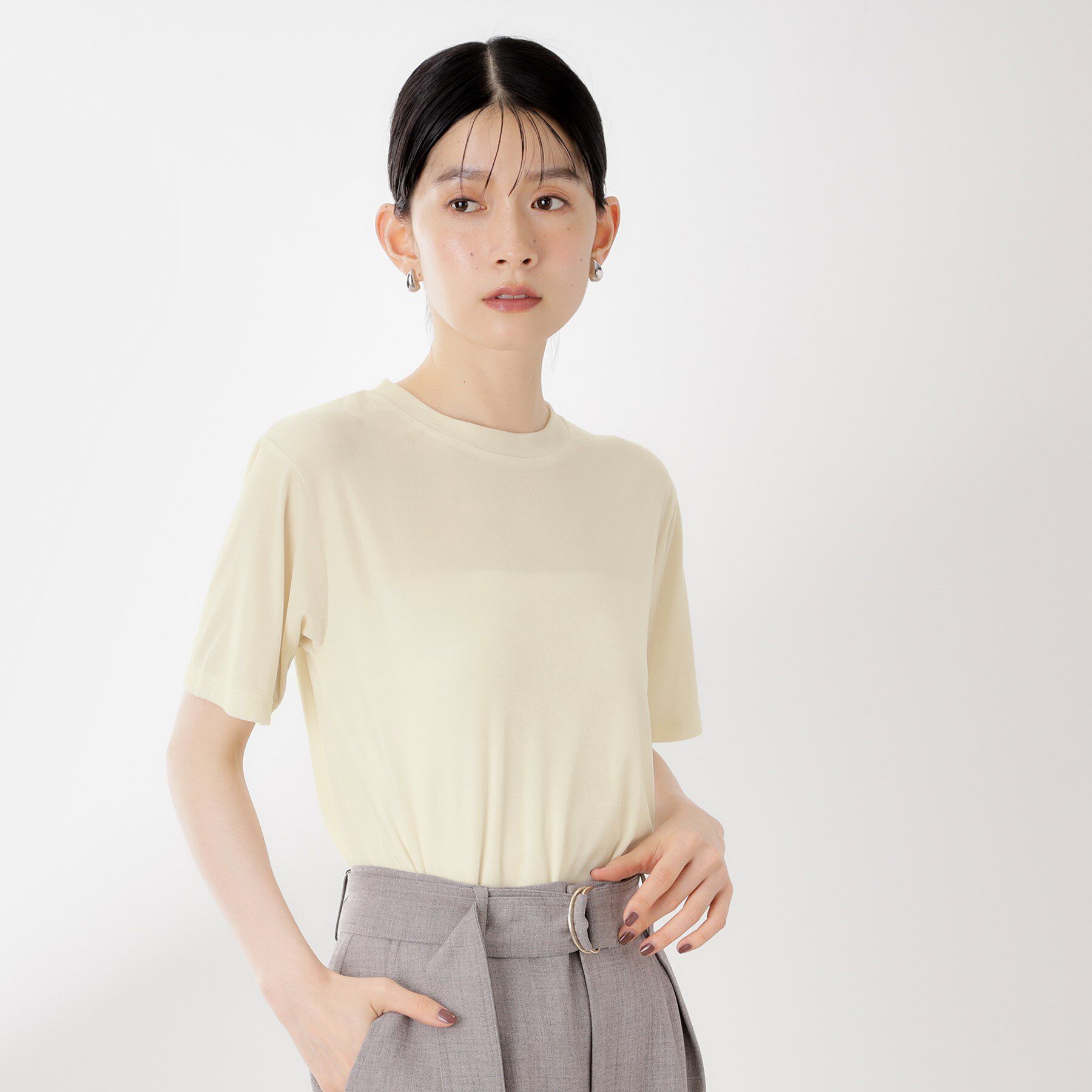 THE SHOP TK「シアーベロアカットソー【洗える】」|Tシャツ・カットソー|オフホワイト(003