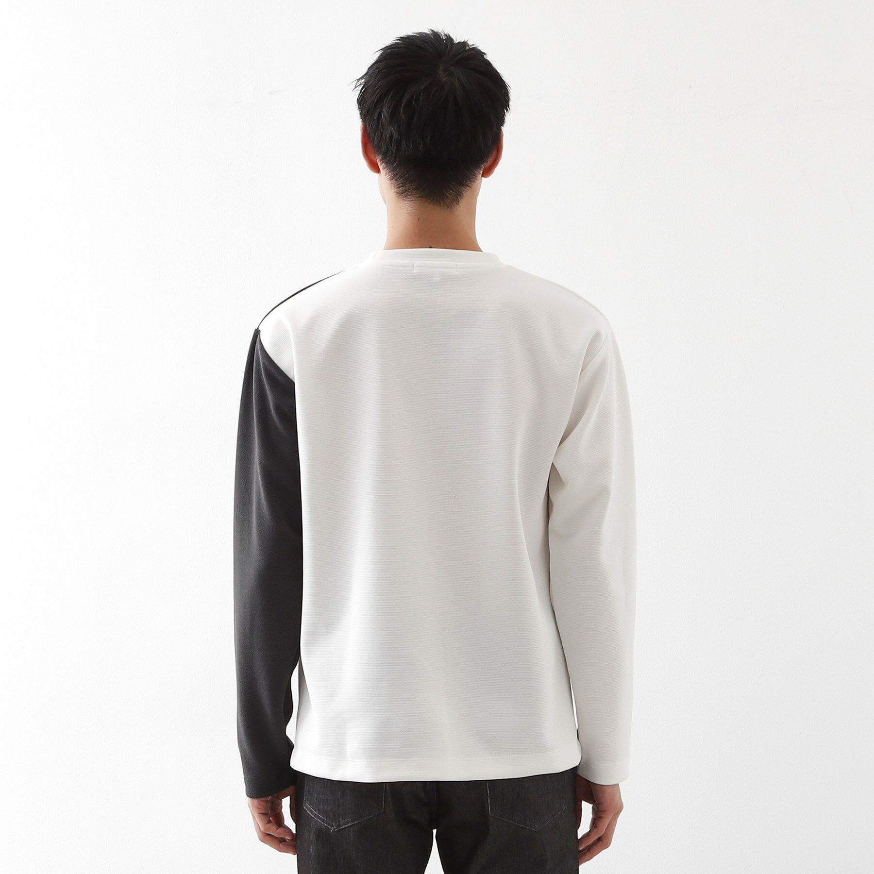 THE SHOP TK「【一枚で着映える】パターンブロッキング長袖Tシャツ 洗濯機OK」|Tシャツ・カットソー|