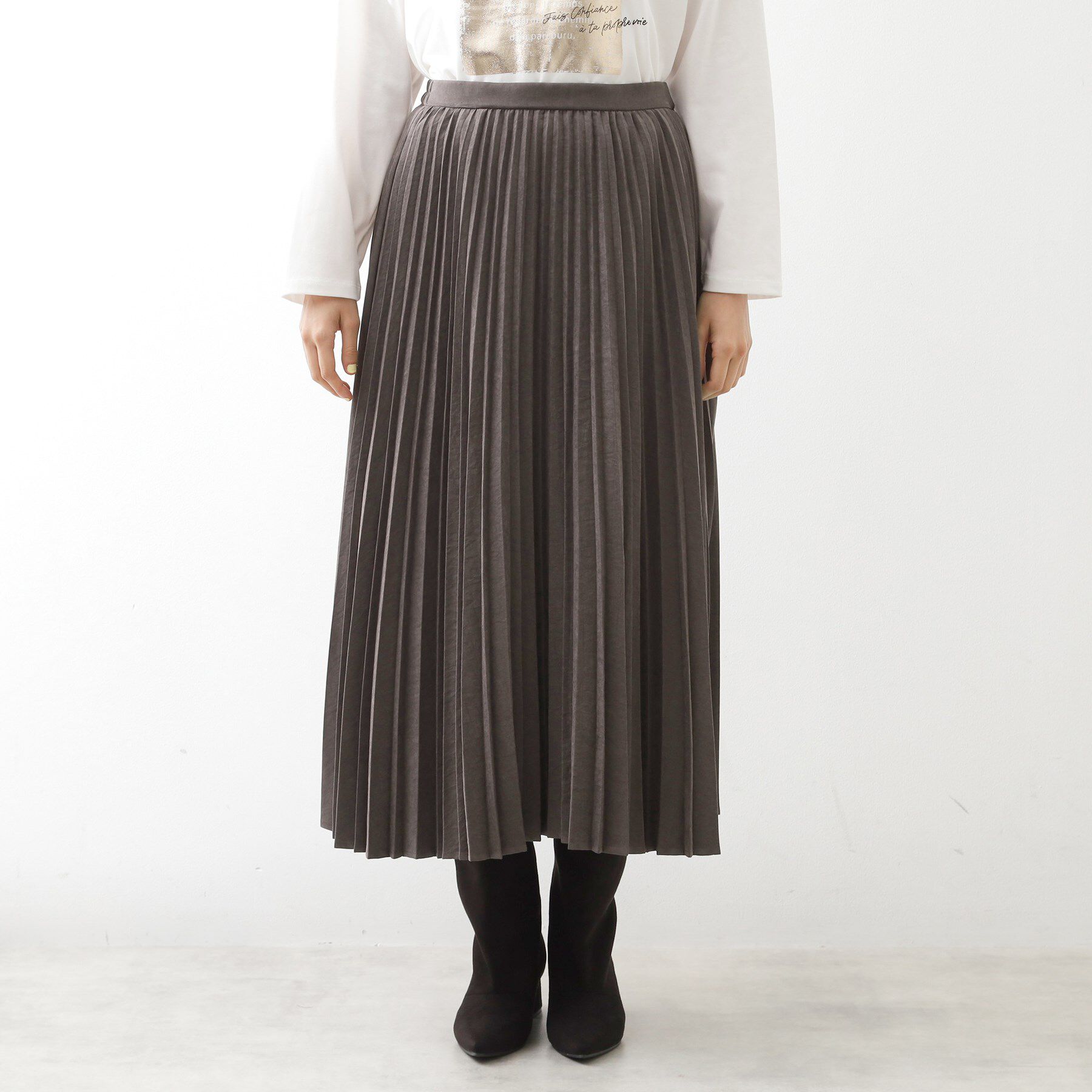 THE SHOP TK「スエードプリーツスカート【洗える】」|スカート|