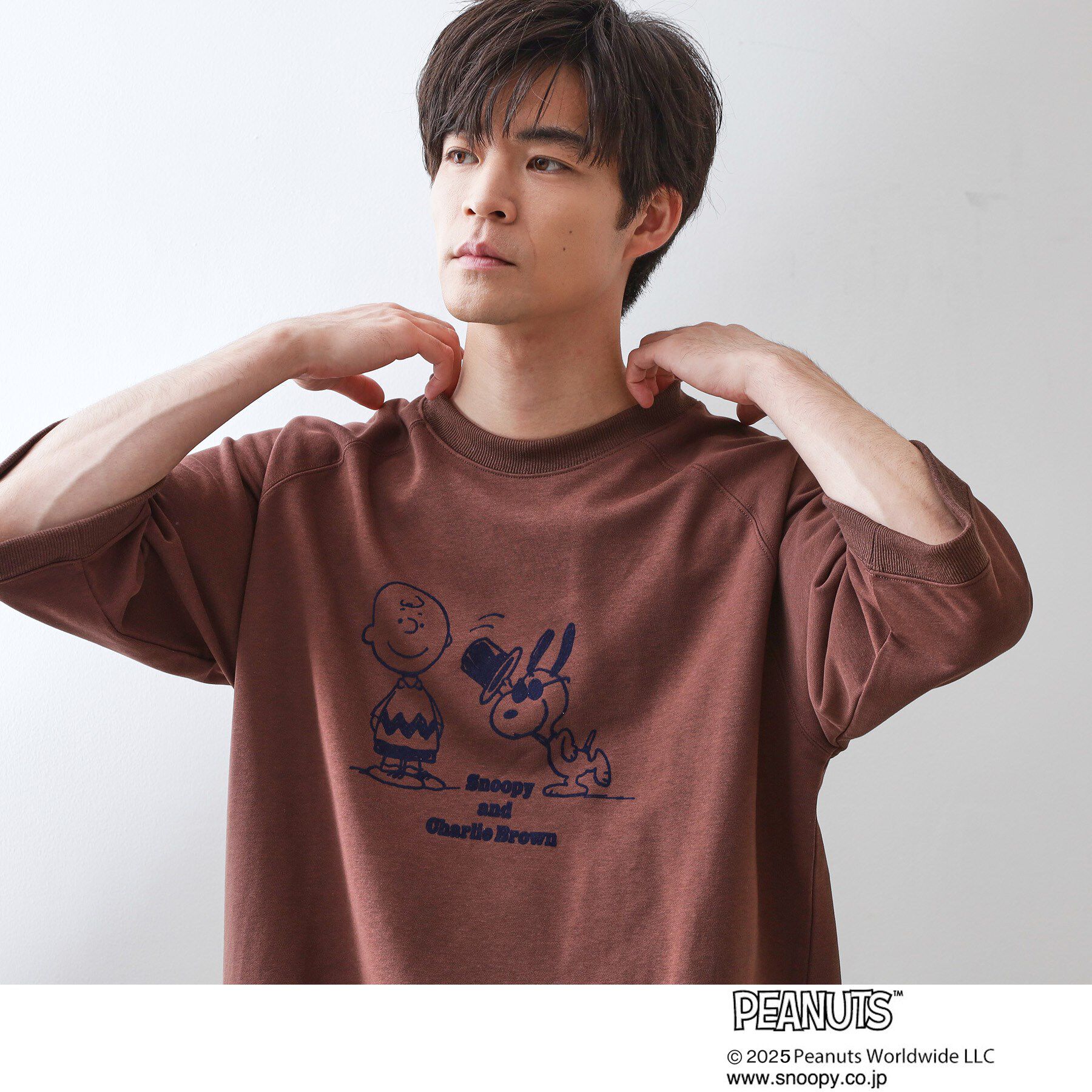 THE SHOP TK「Peanuts スヌーピー 6分袖裏毛スウェット」|Tシャツ・カットソー|