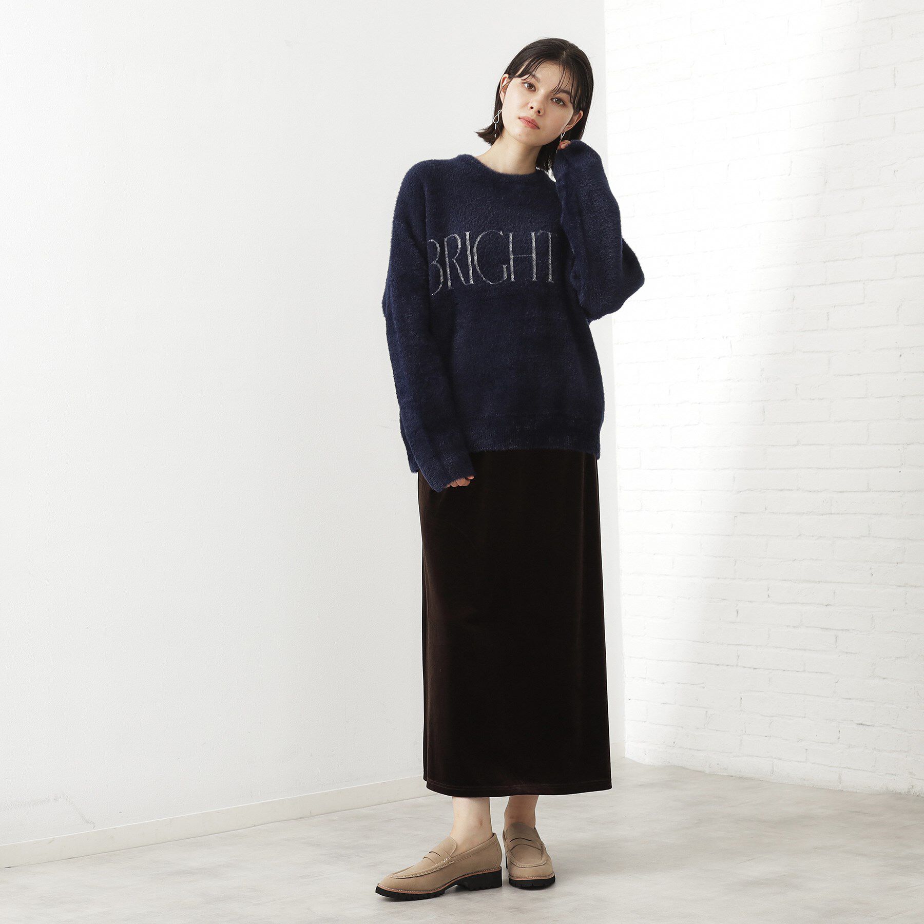 THE SHOP TK「ベルベットフェザー ロゴニットプルオーバー」|Tシャツ・カットソー|