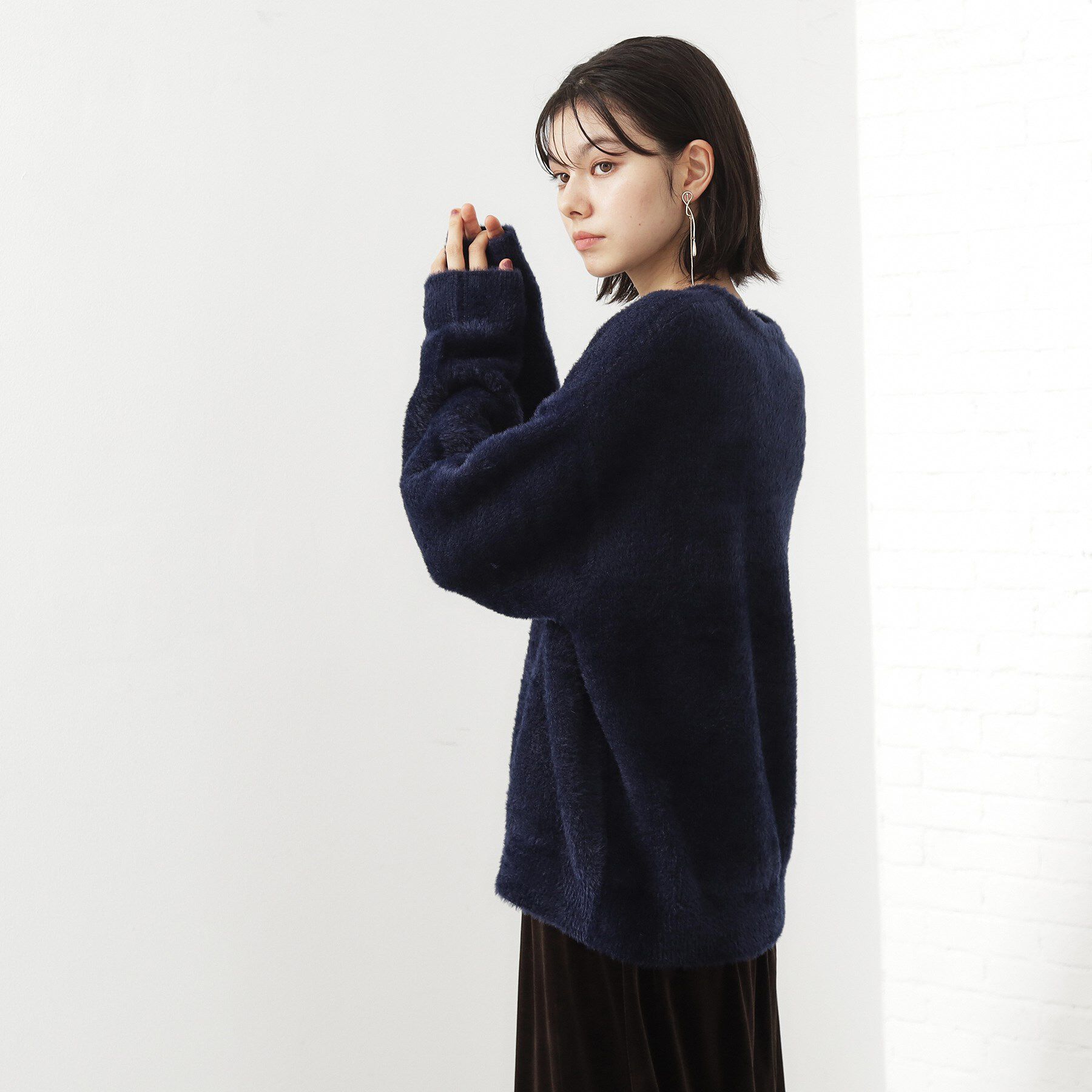 THE SHOP TK「ベルベットフェザー ロゴニットプルオーバー」|Tシャツ・カットソー|