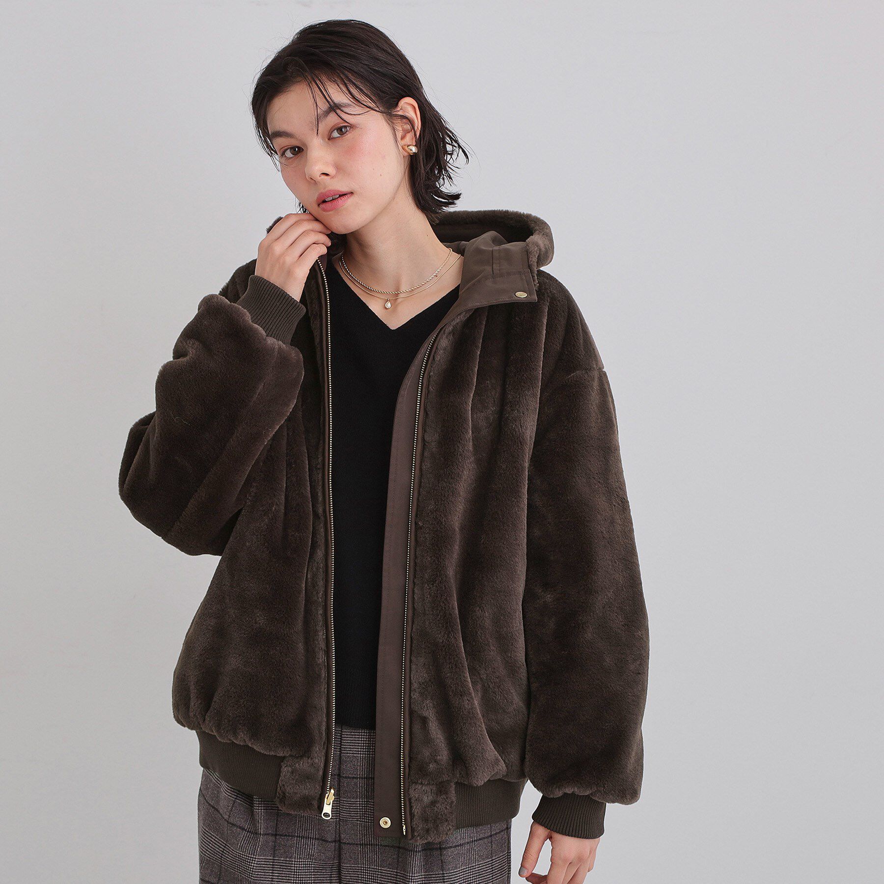 THE SHOP TK「【2WAY/洗える】リバーシブル フェイクファーブルゾン」|ブルゾン・スタジャン|