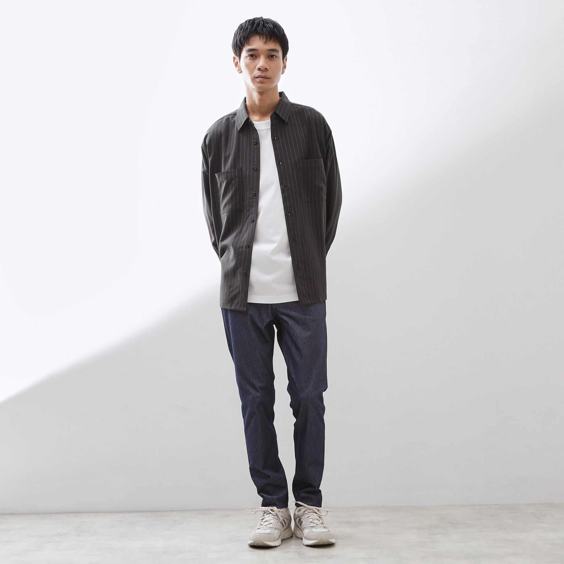 THE SHOP TK「ダブルポケットストライプ長袖シャツ 【洗濯機OK】」|シャツ・ブラウス|