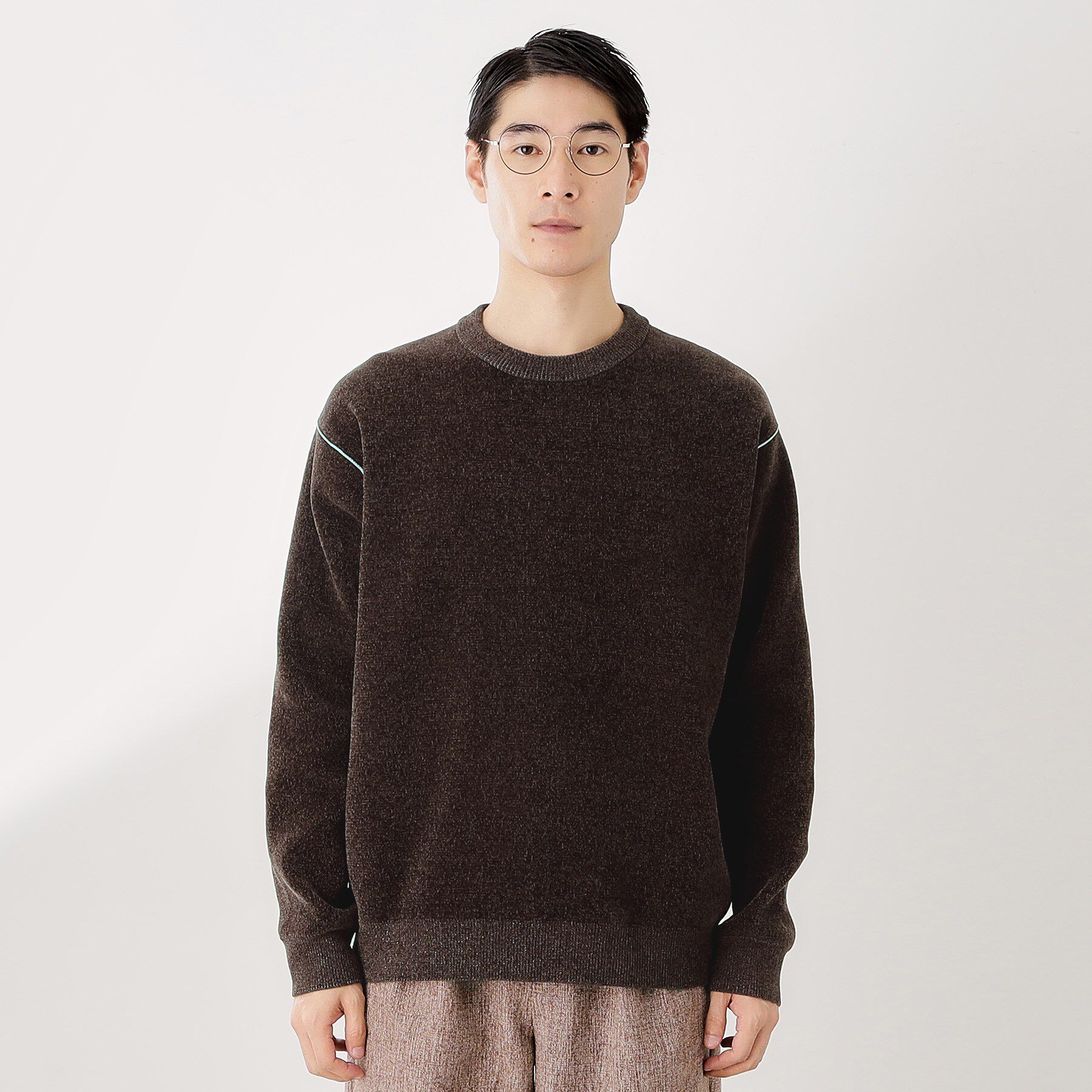 THE SHOP TK「【包み込まれるような柔らかさ】配色モールニット 洗濯機OK」|ニット・セーター|