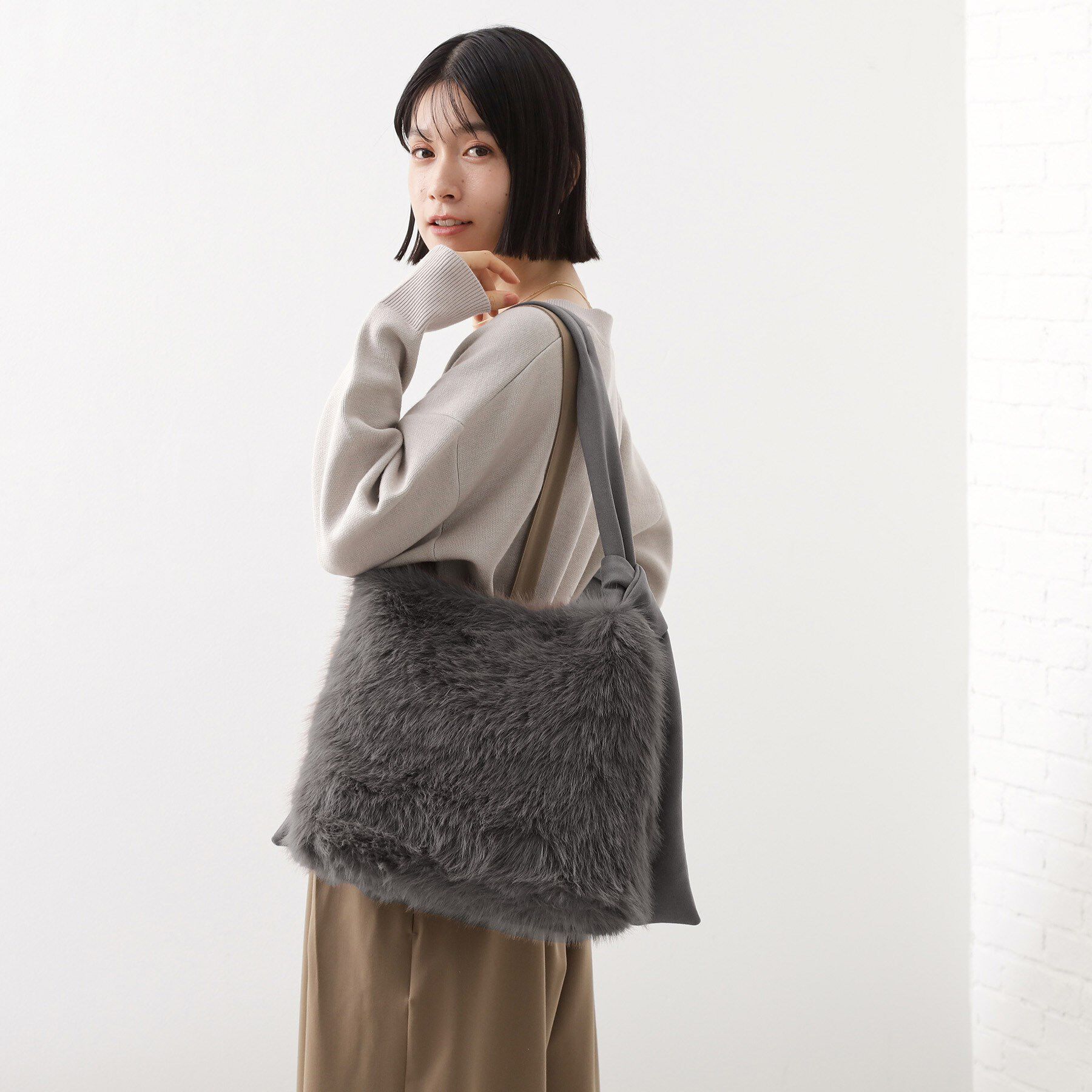 THE SHOP TK「フェイクファートート」|トートバッグ|