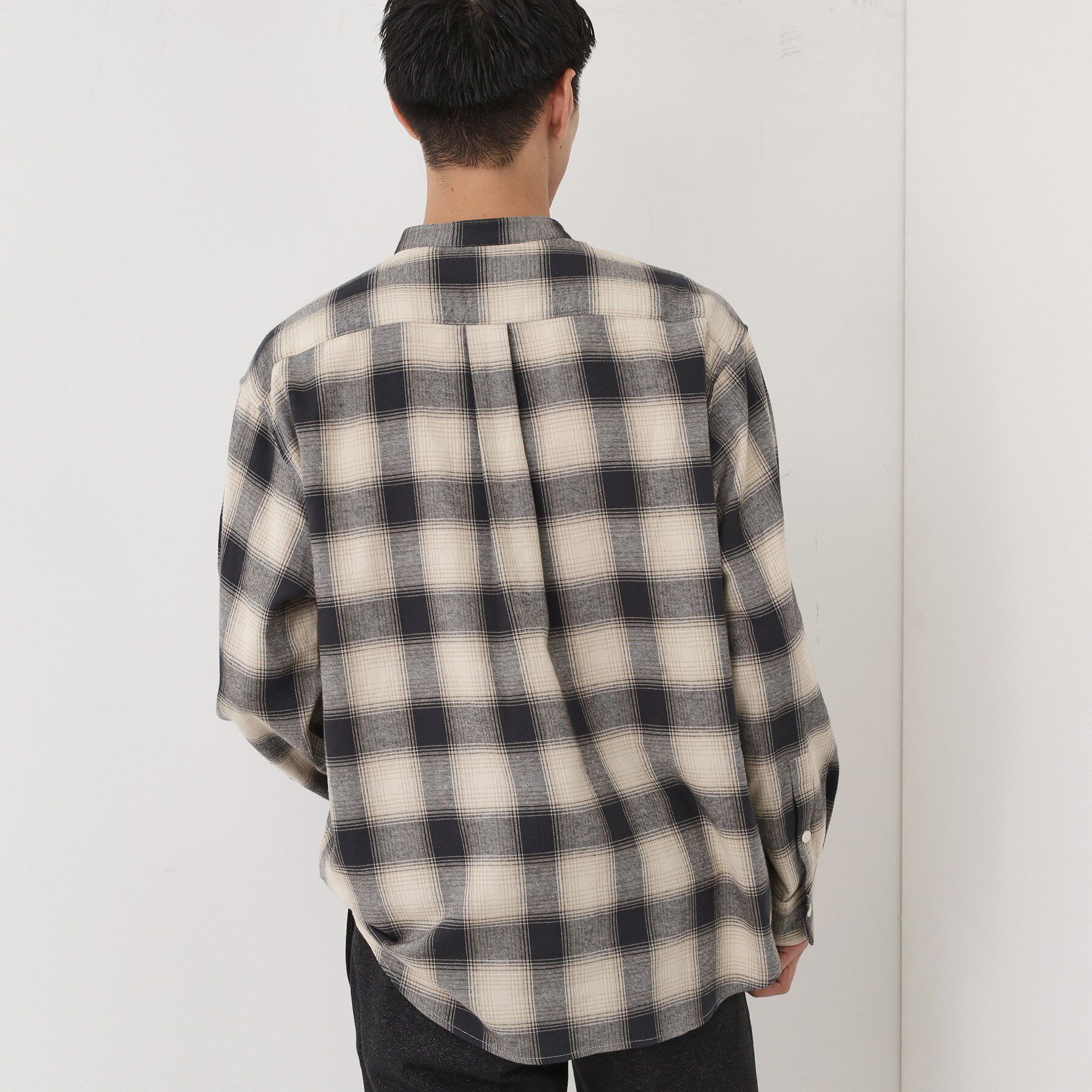 THE SHOP TK「オンブレーチェックバンドカラーシャツ 【洗濯機OK】」|シャツ・ブラウス|