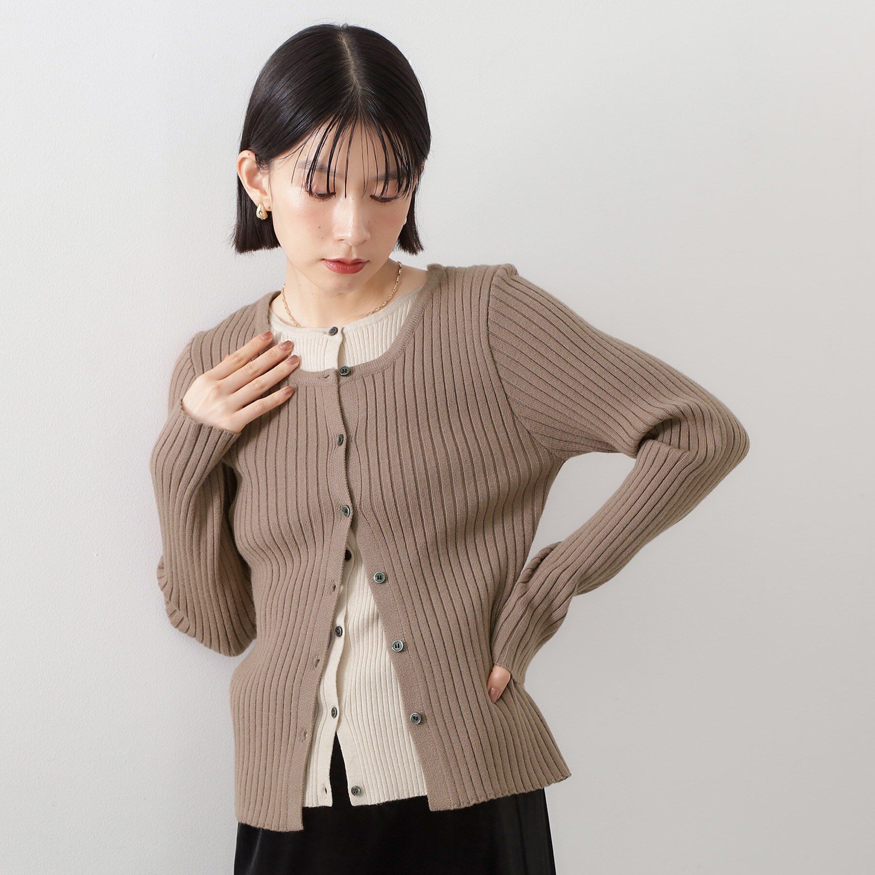 THE SHOP TK「【アンチピリング/静電気防止/洗える】ヘンリーレイヤードニット」|ニット・セーター|