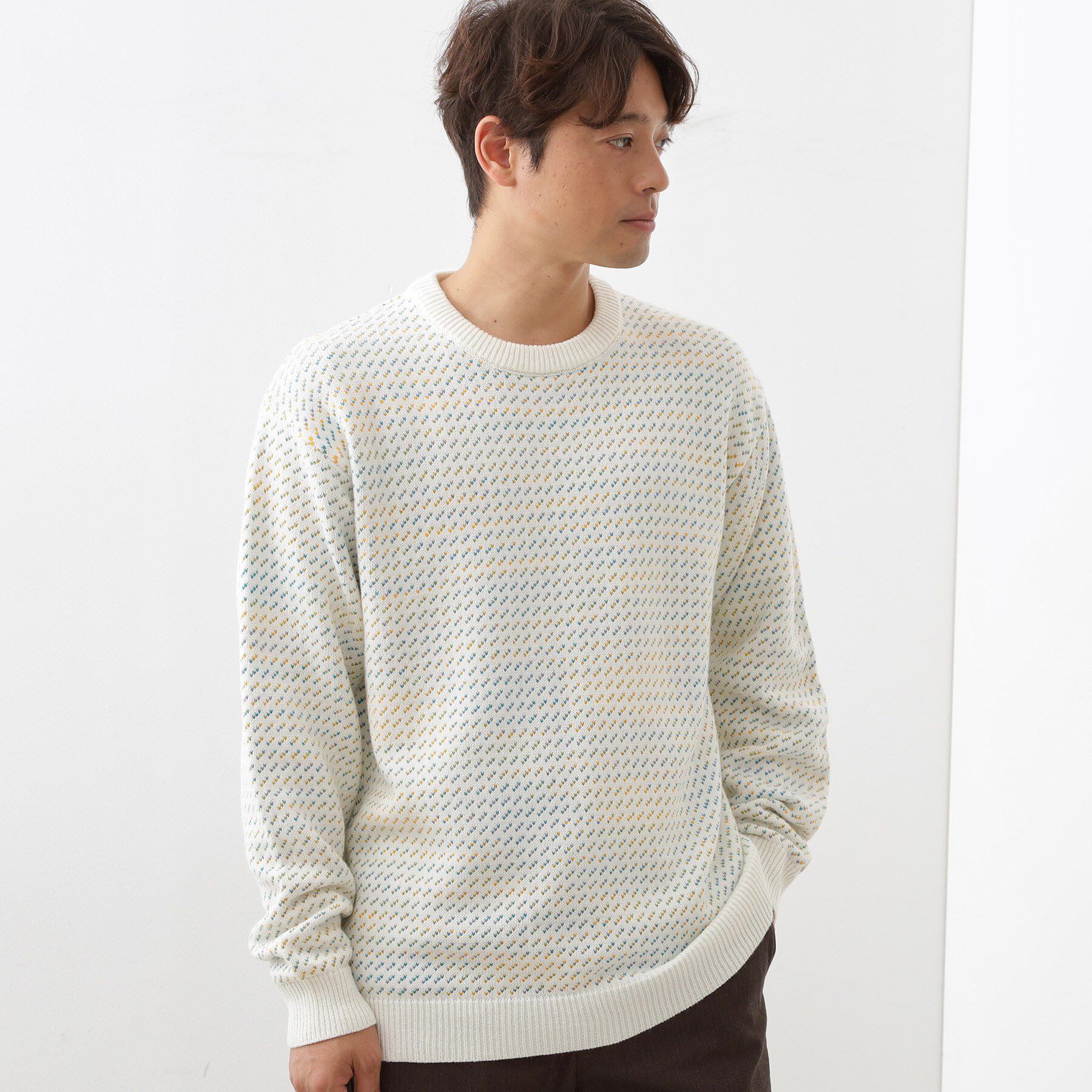 THE SHOP TK「バーズアイグラデーションニット 洗濯機OK／ユニセックスでおすすめ！」|ニット・セーター|オフホワイト(103