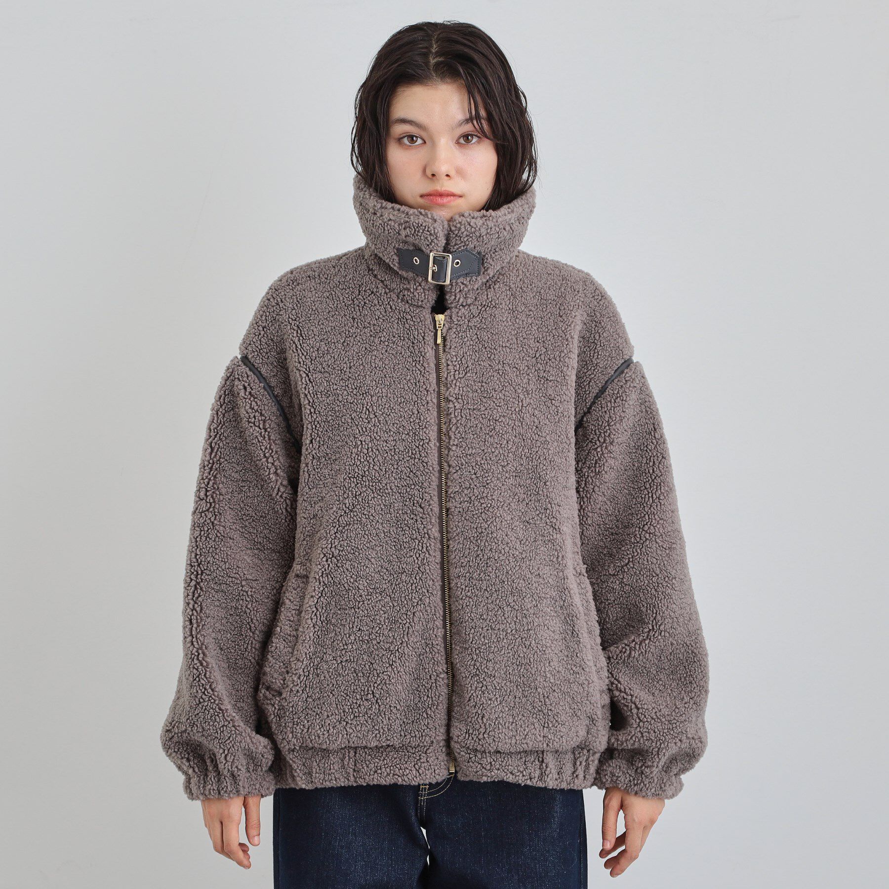 THE SHOP TK「マシュマロタッチ ボアボンバージャケット」|ブルゾン・スタジャン|