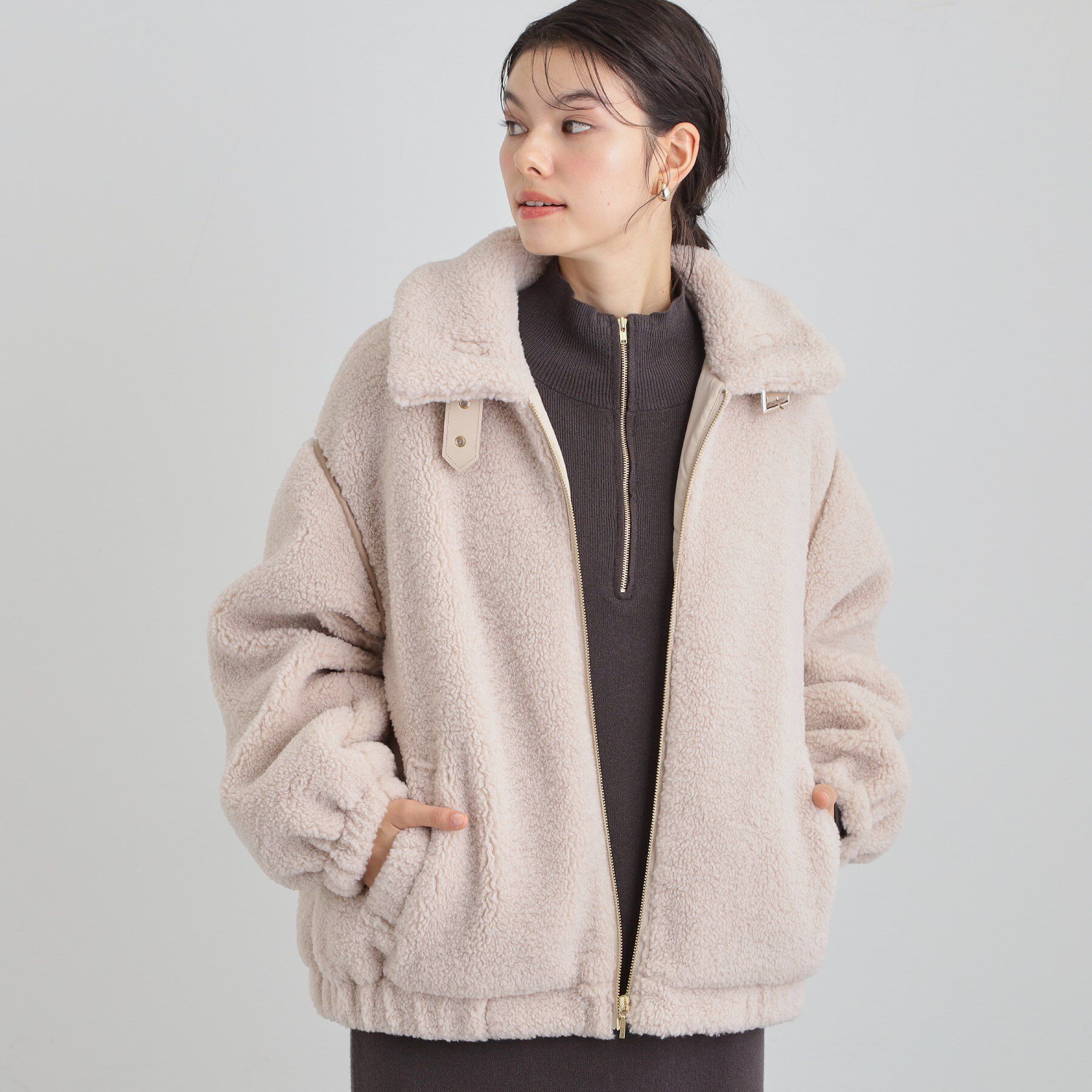 THE SHOP TK「マシュマロタッチ ボアボンバージャケット」|ブルゾン・スタジャン|