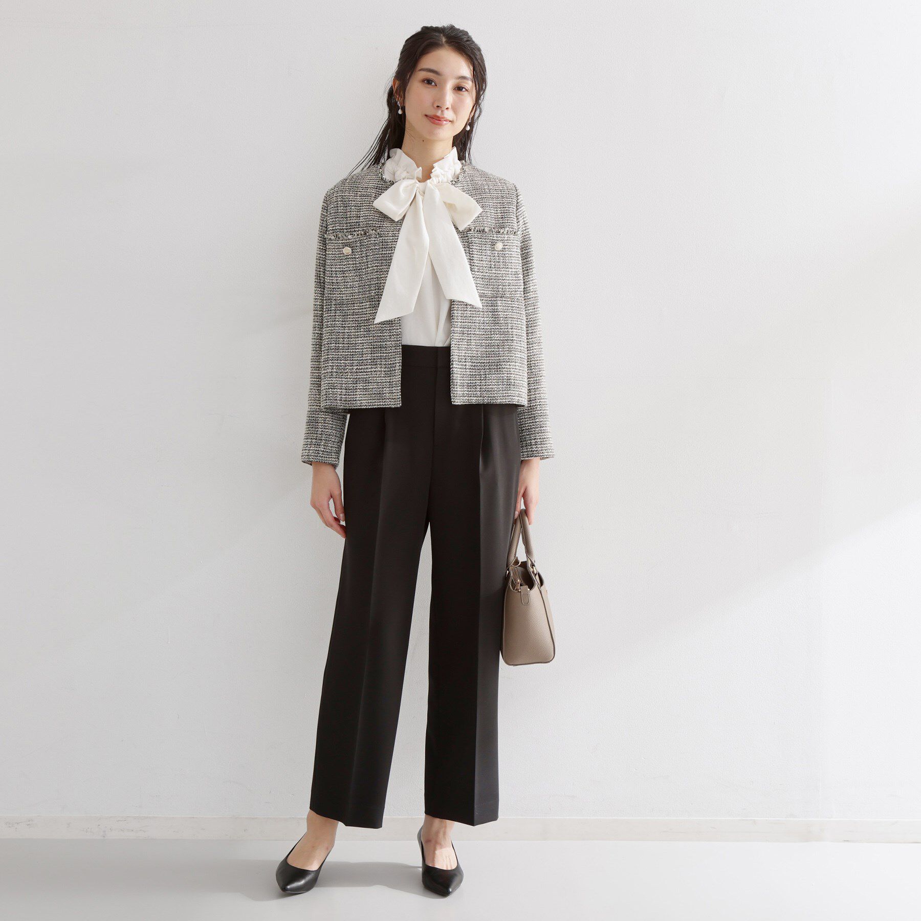 THE SHOP TK「【通勤・セレモニー】ツイードノーカラージャケット」|ノーカラージャケット|