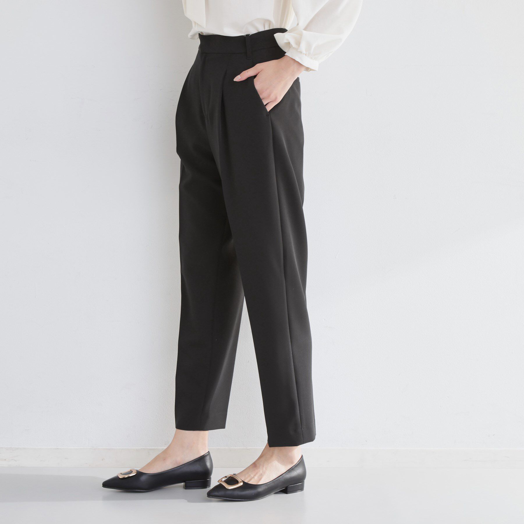 THE SHOP TK「【通勤・セレモニー】美脚シルエット ダブルクロステーパードパンツ/セットアップ可」|その他|