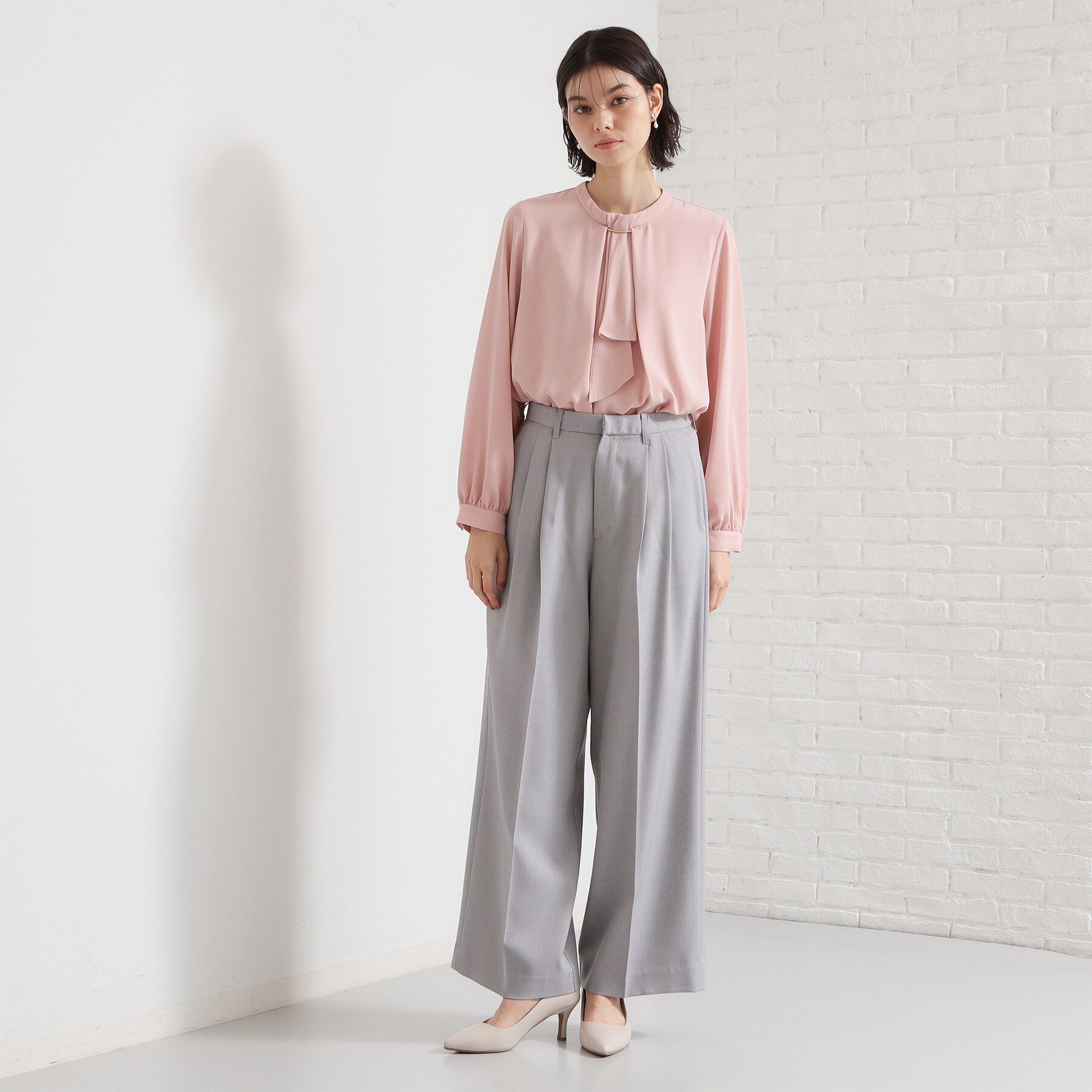 THE SHOP TK「バー付きラッフルタイブラウス」|シャツ・ブラウス|