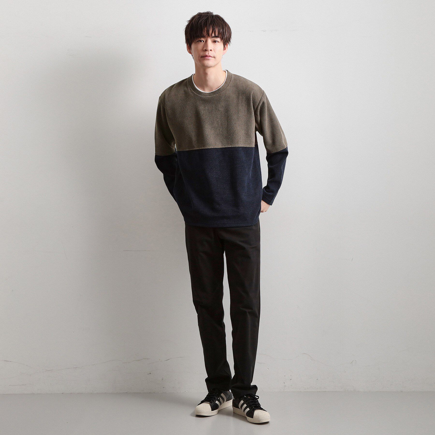 THE SHOP TK「バイカラー モール風長袖Tシャツ」|Tシャツ・カットソー|