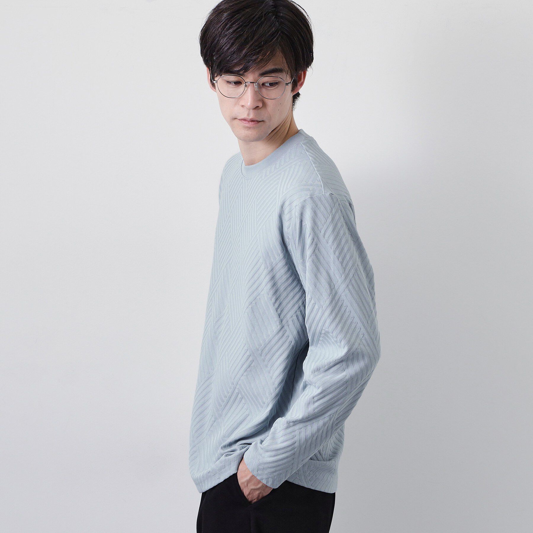 THE SHOP TK「【長く愛せる、定番ロンT】リンクスジャカード長袖Tシャツ」|Tシャツ・カットソー|
