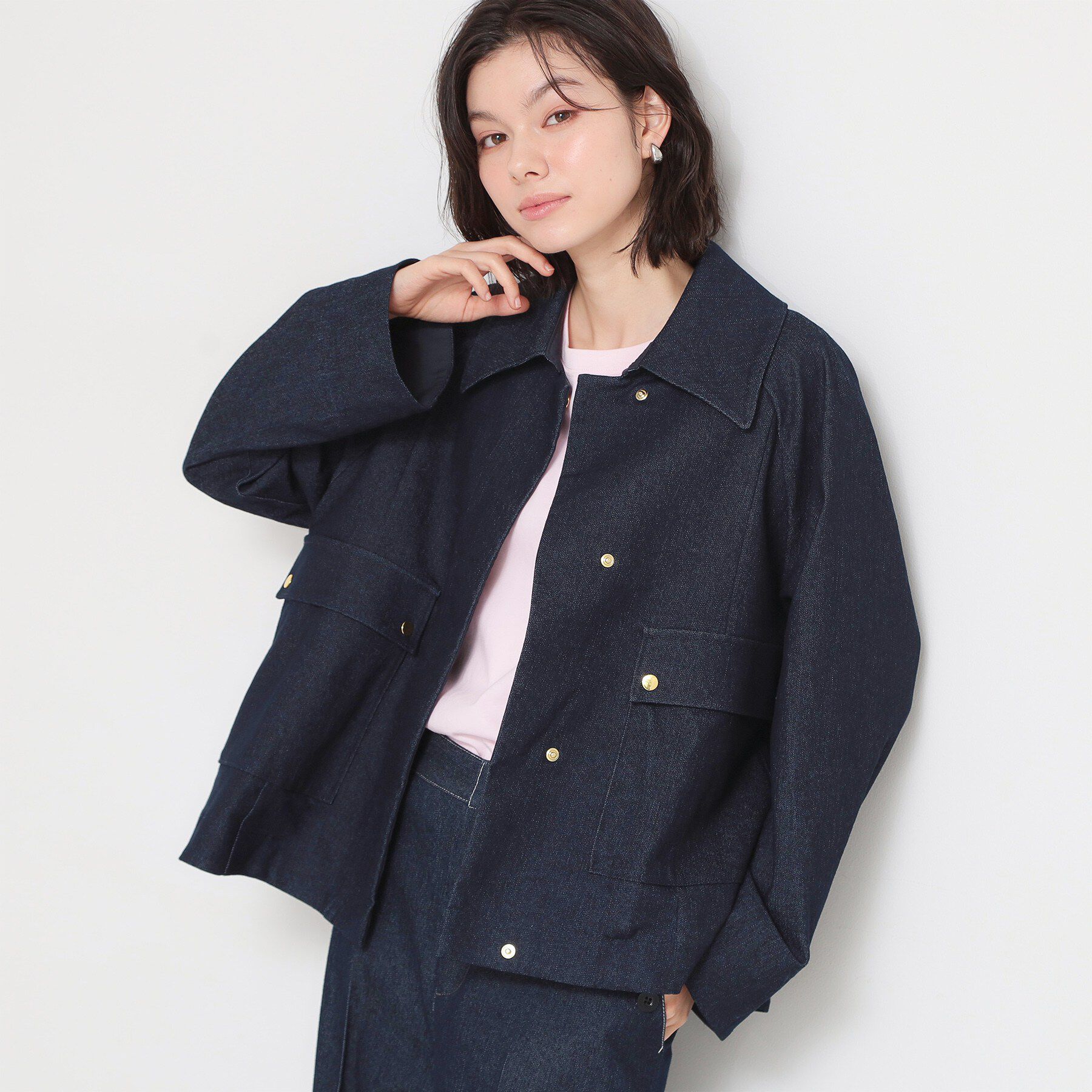 THE SHOP TK「大人かっこいい 軽やかデニム＆チノブルゾン」|ブルゾン・スタジャン|ネイビー(094)