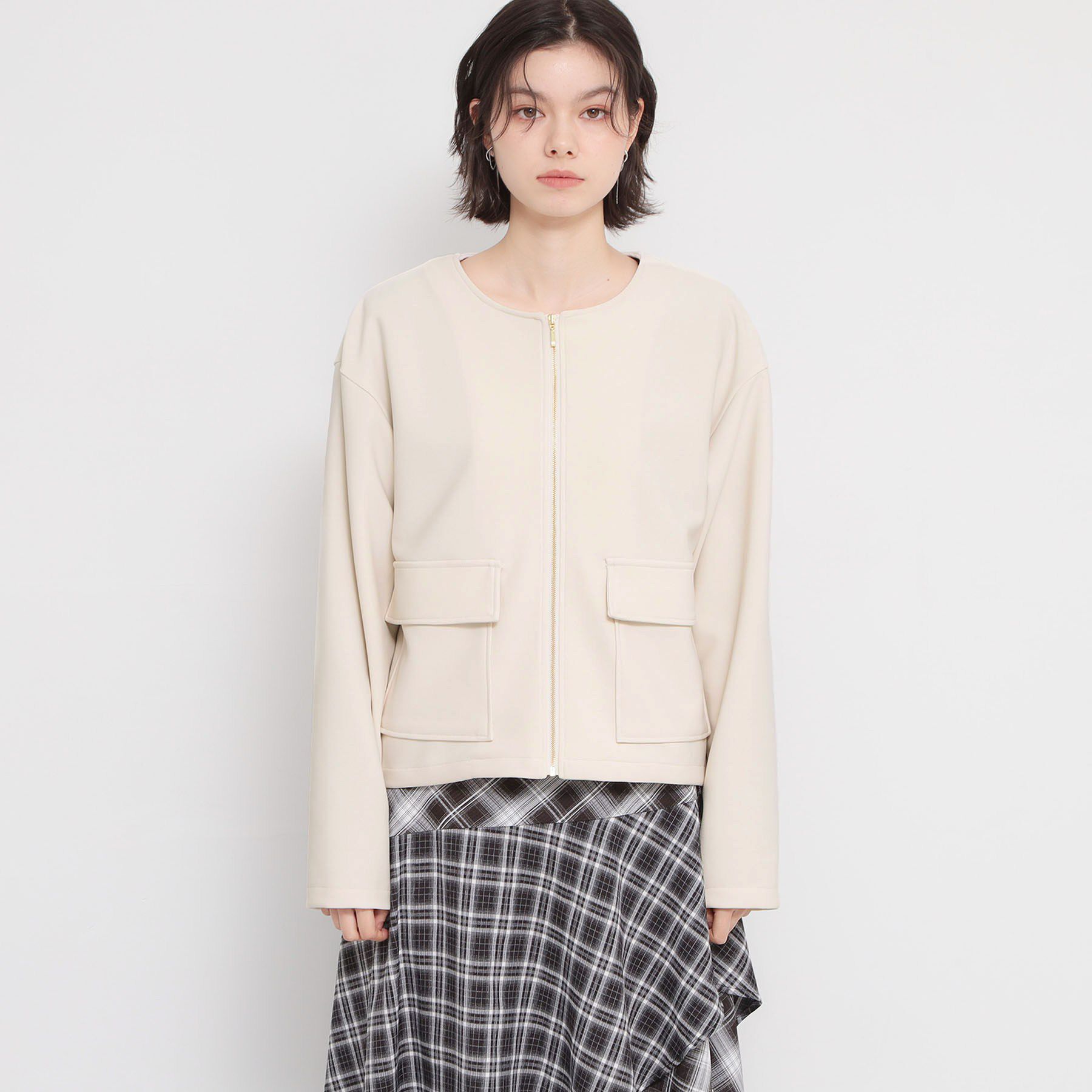 THE SHOP TK「【オンオフ問わず活躍】ダンボールカルゼジャケット」|ノーカラージャケット|