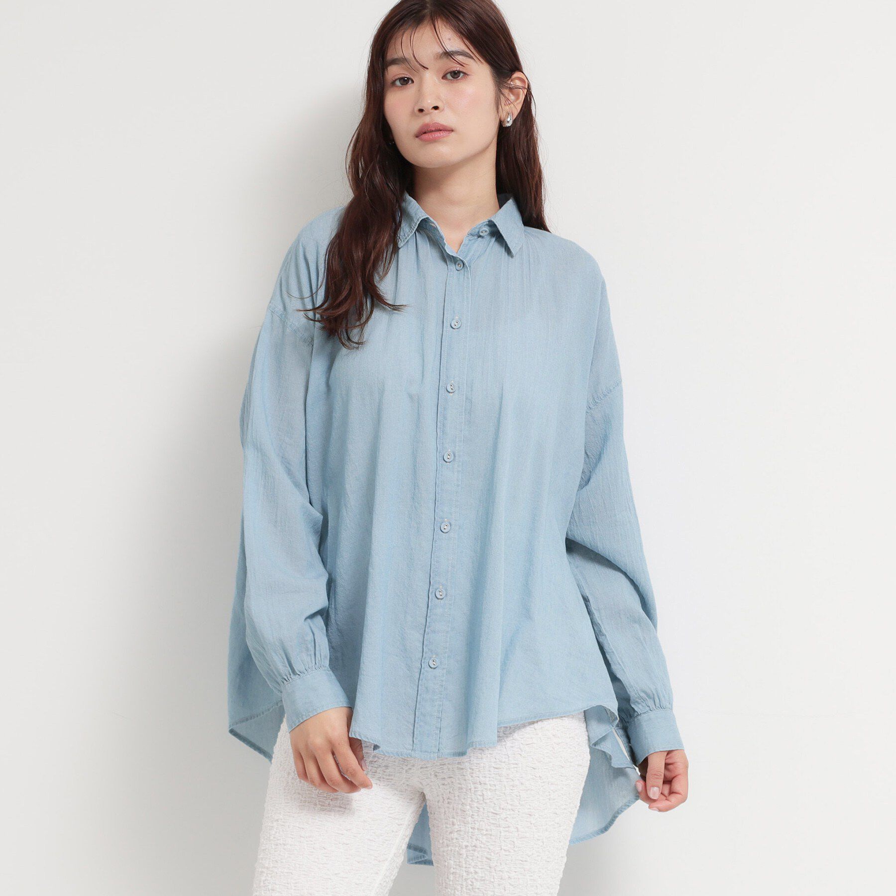 THE SHOP TK「シアーデニムシャツ」|シャツ・ブラウス|サックスブルー(09