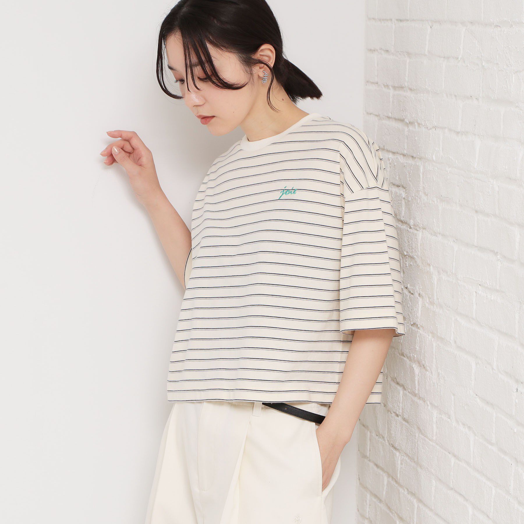 THE SHOP TK「ワンポイント刺繍マルチボーダーTee」|Tシャツ・カットソー|