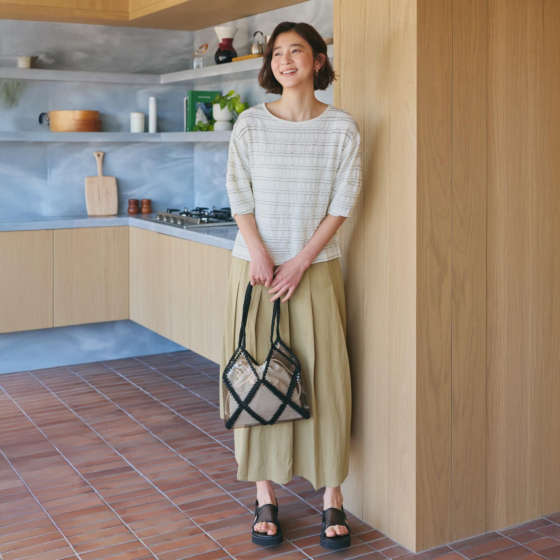 THE SHOP TK「フリルレースボーダートップス」|Tシャツ・カットソー|