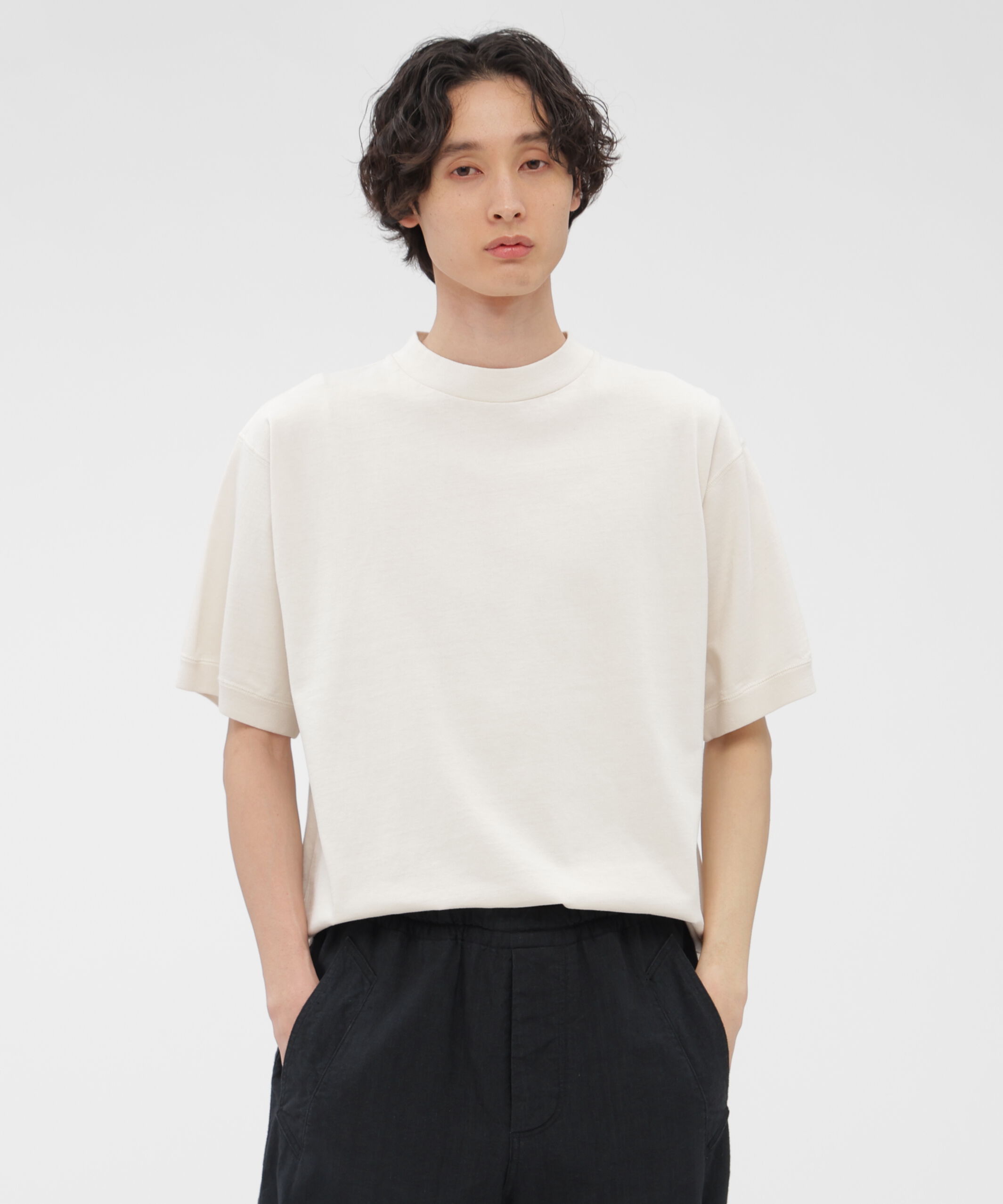 MHL.「GARMENT DYED TOUGH COTTON LINEN JERSEY TOP」|Tシャツ・カットソー|ECRU2