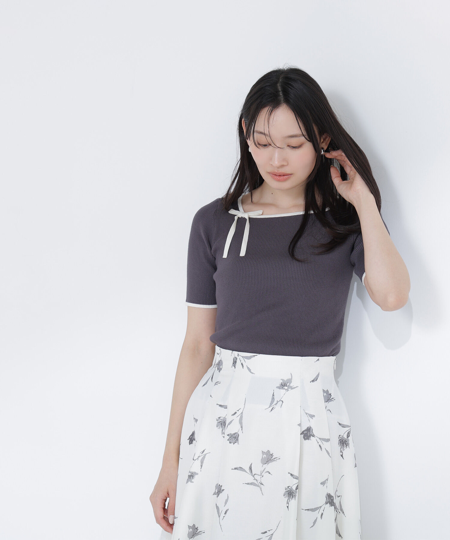  「リボンパイピングニット」|ニット・セーター|