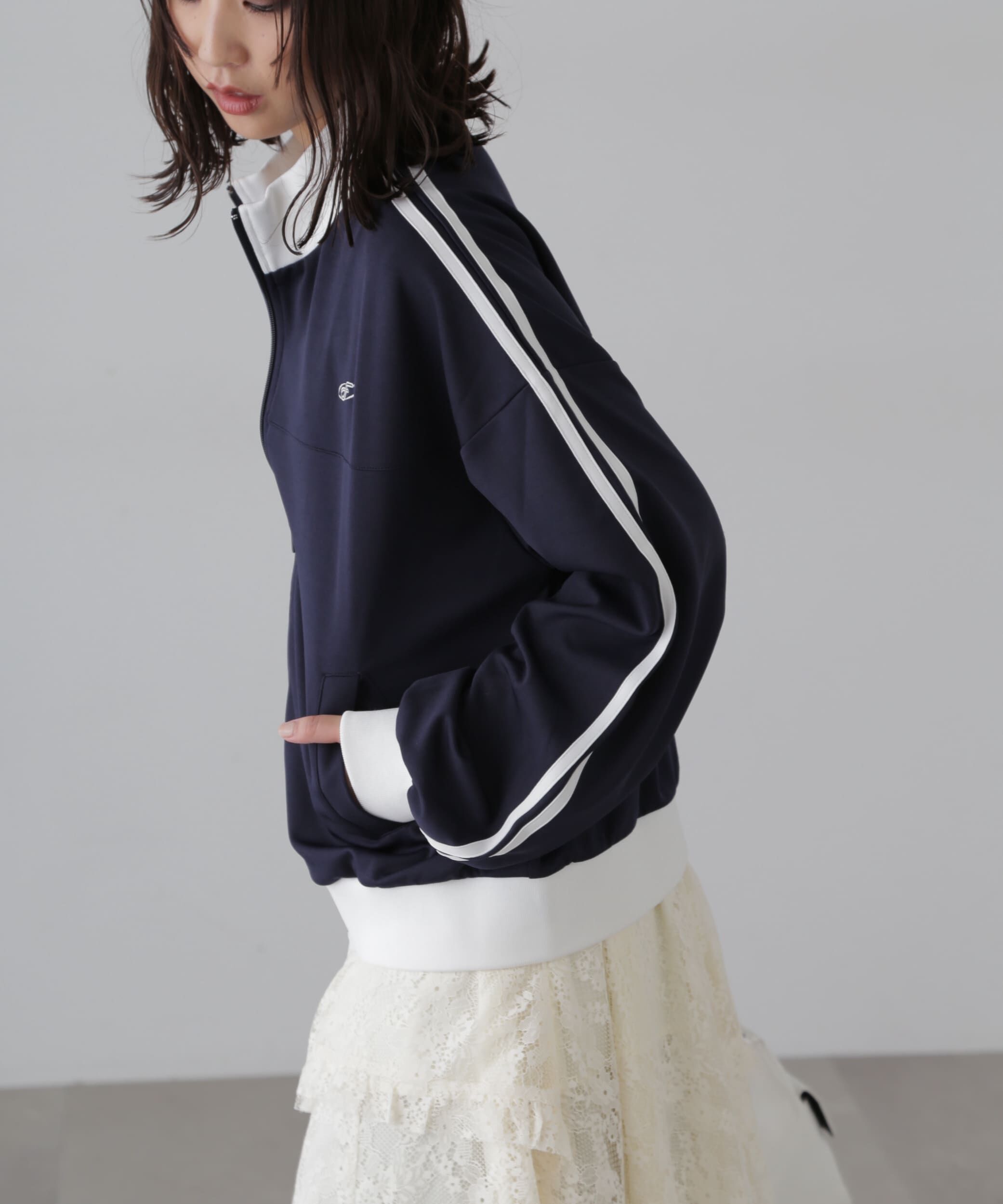  「配色ライントラックジャケット」|ブルゾン・スタジャン|