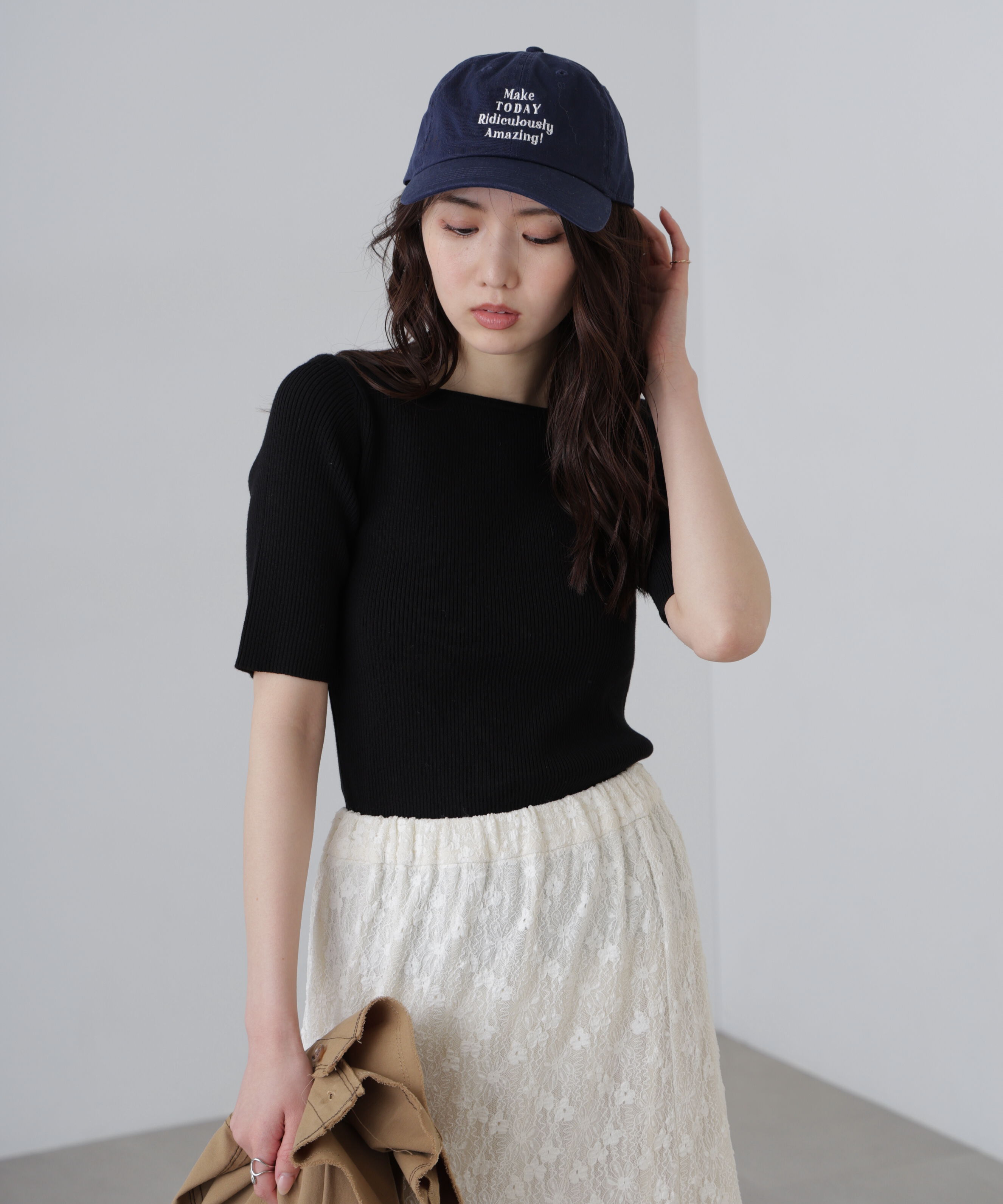  「〈洗える〉マシンウォッシャブル前後２ＷＡＹ５分袖ニット」|ニット・セーター|