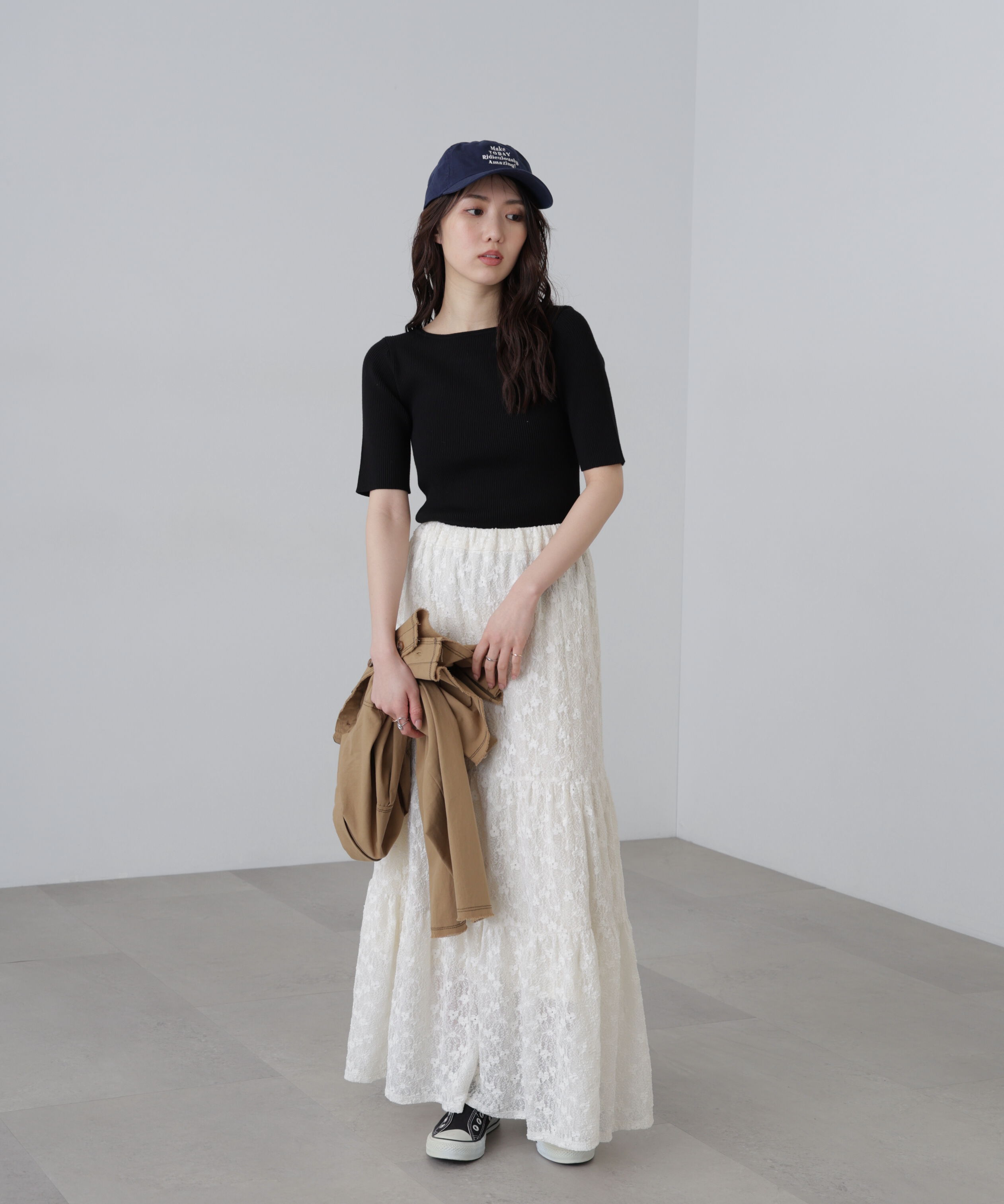  「〈洗える〉マシンウォッシャブル前後２ＷＡＹ５分袖ニット」|ニット・セーター|