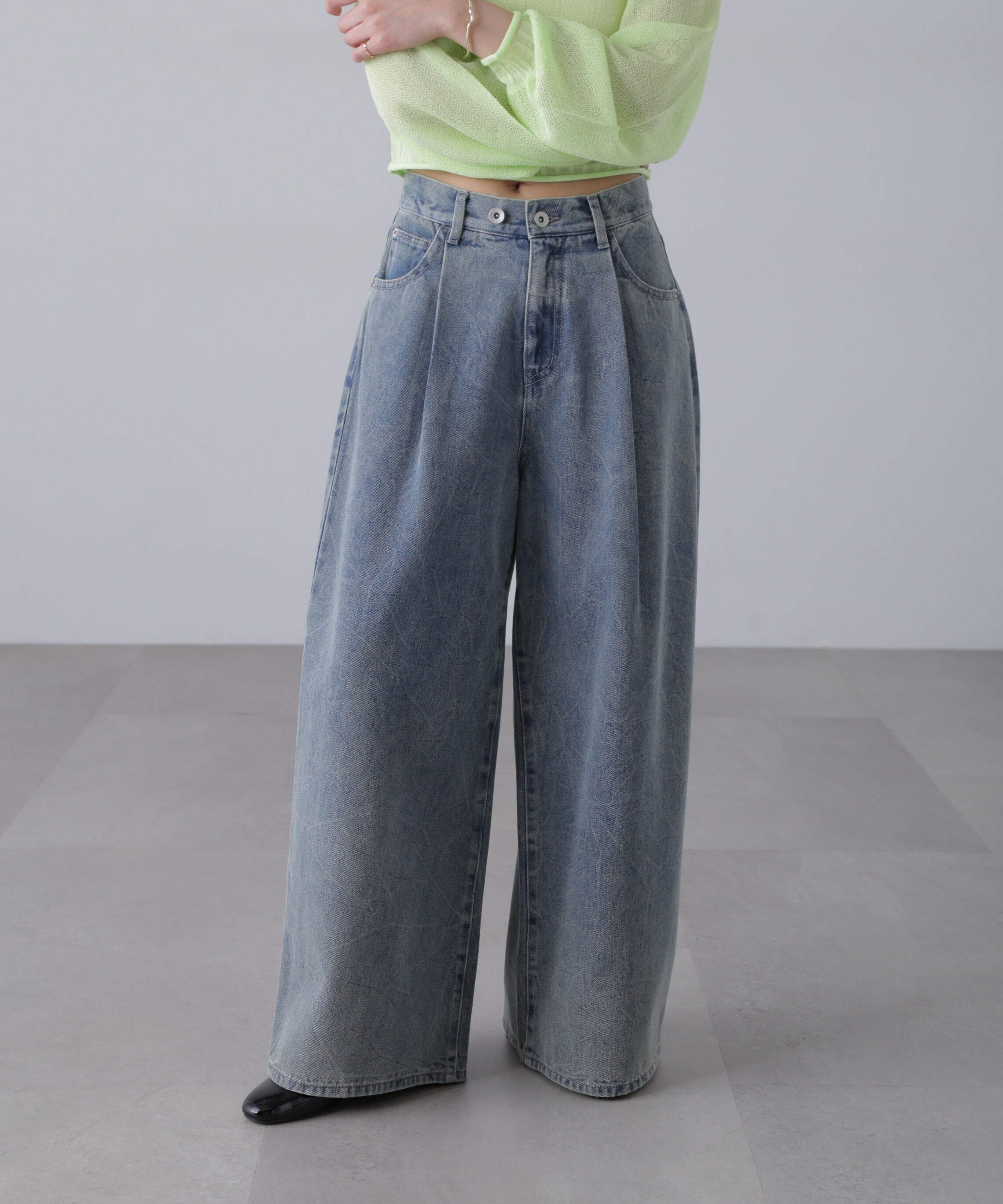  「クリンクル加工タックワイドデニムパンツ」|その他|ケミカルオー 5