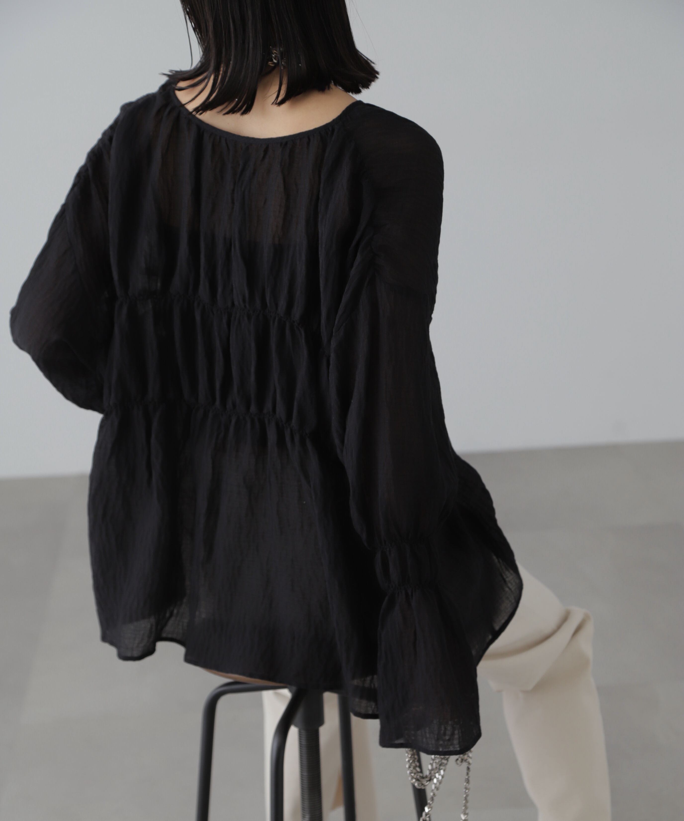  「シャーリングドロストチュニックブラウス」|シャツ・ブラウス|