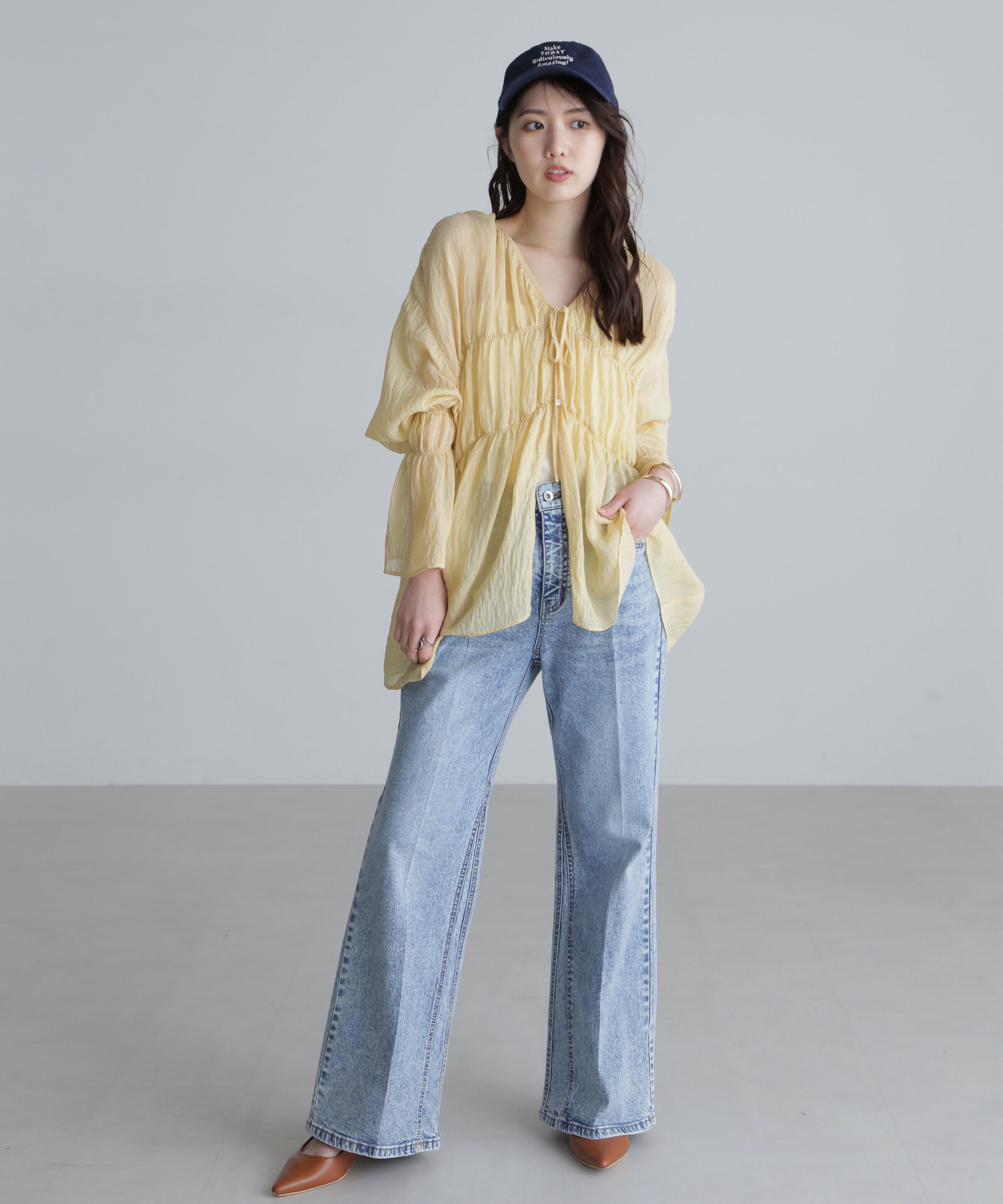  「シャーリングドロストチュニックブラウス」|シャツ・ブラウス|